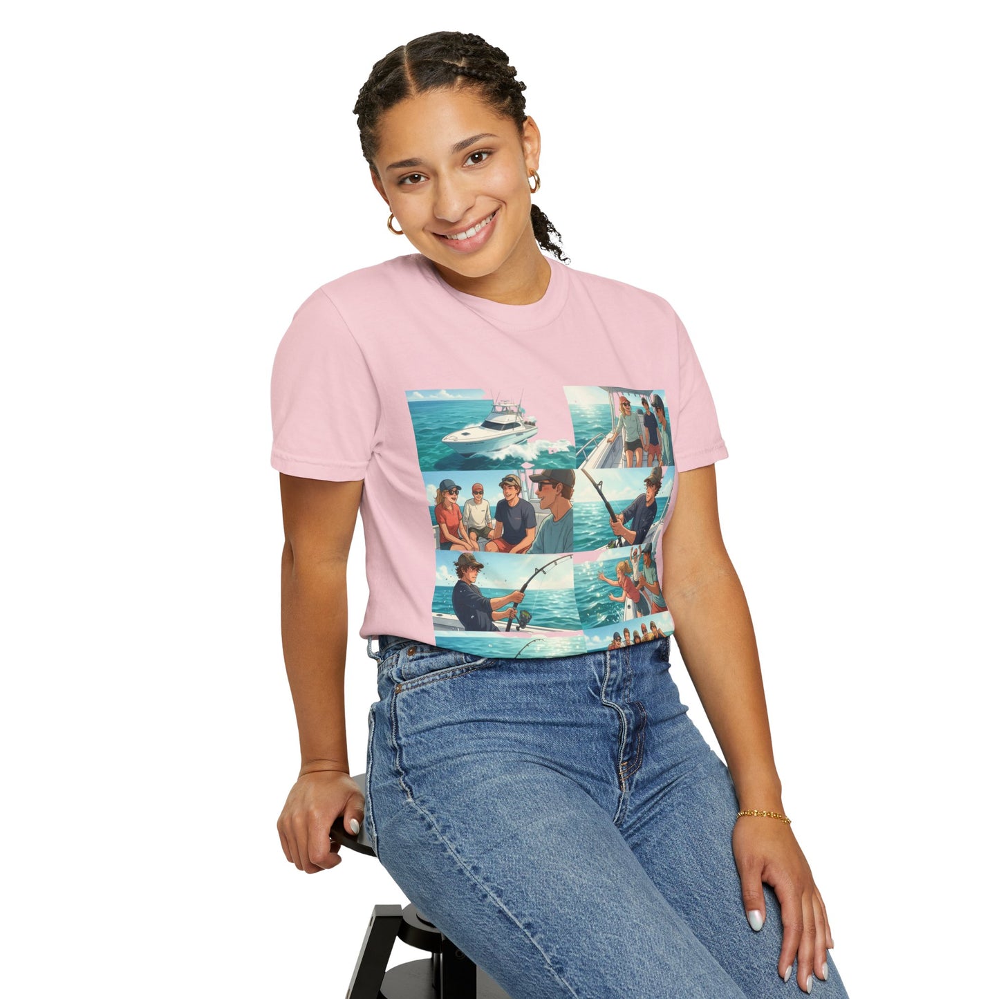 Deep Sea Energy (Friends Fishing Edition) Fishing Trip Photo Collage T-Shirt