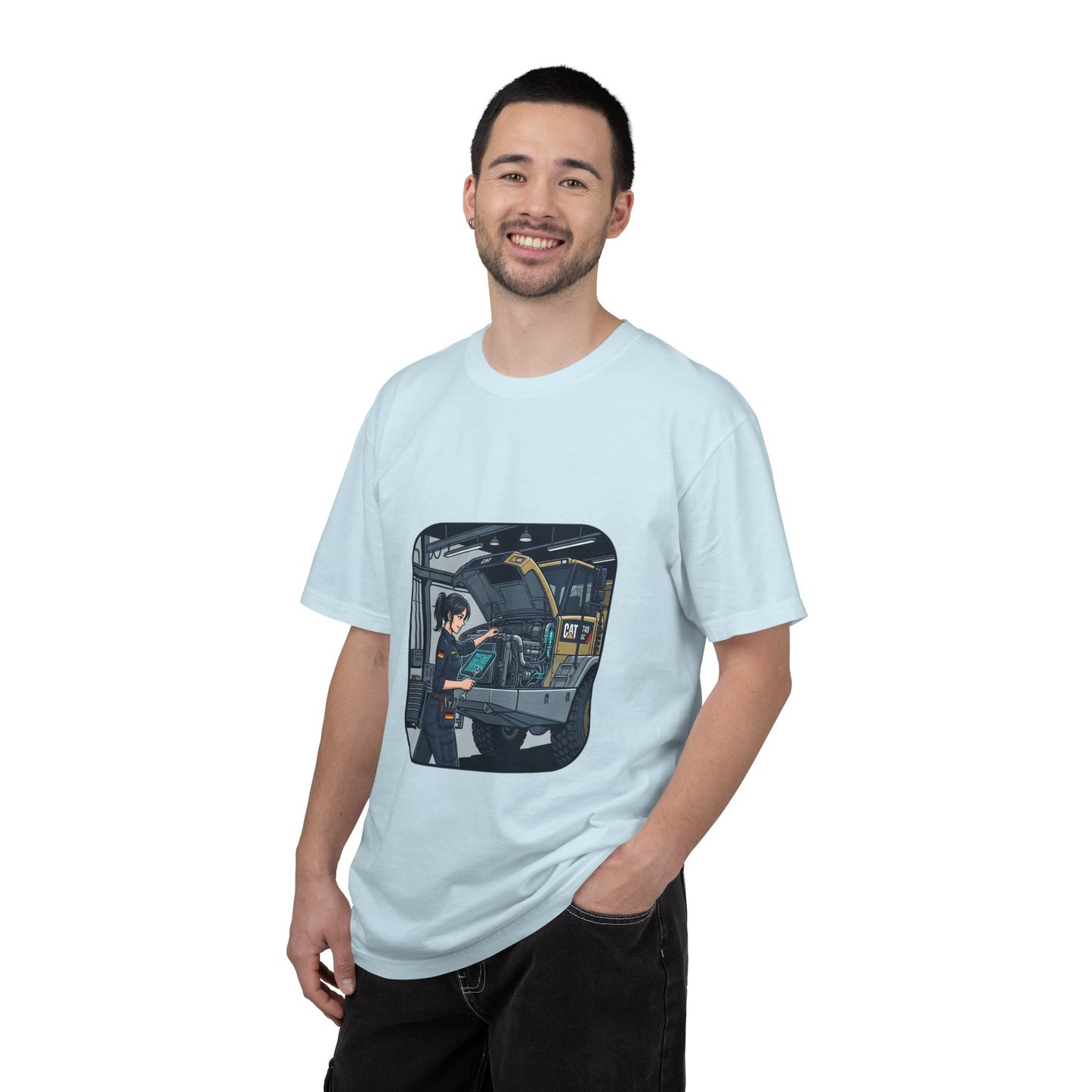 Mechanic Garage Scene T-Shirt — Vintage Truck Repair Illustration