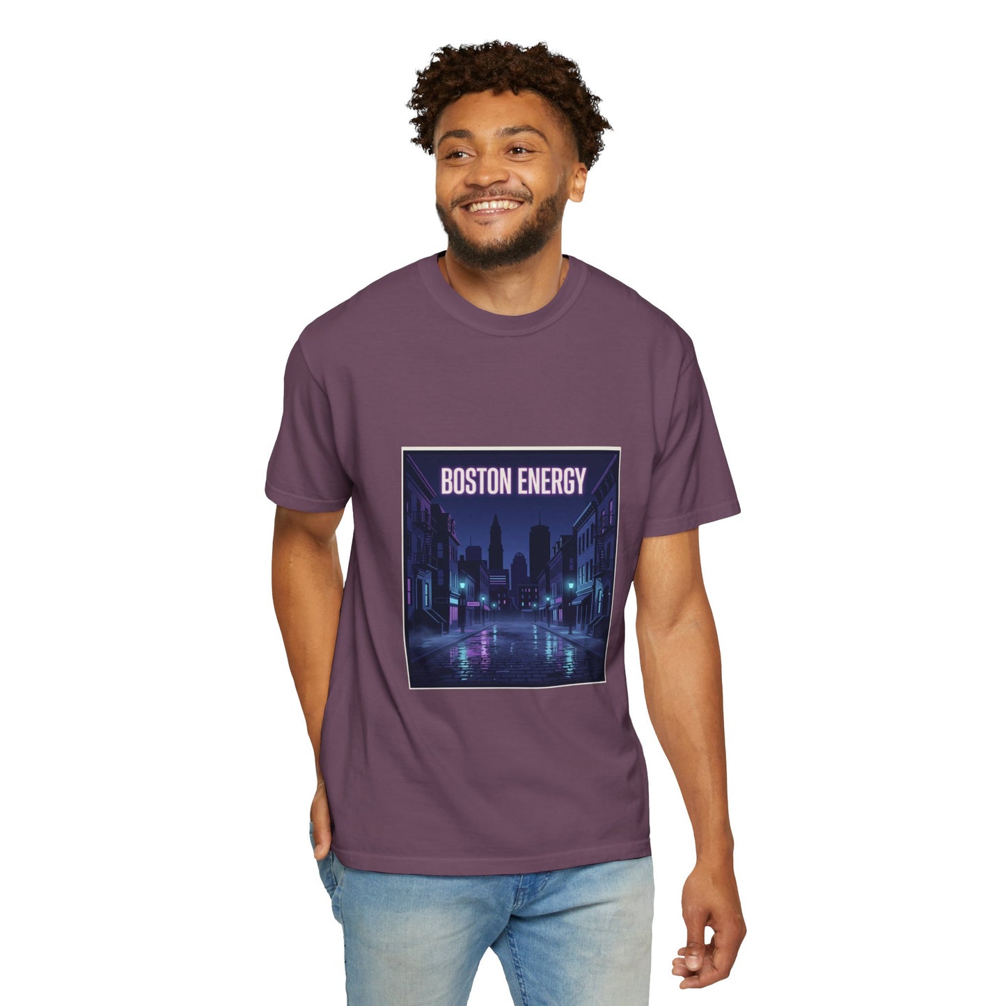 Boston Energy T-Shirt — Neon Cityscape Graphic Tee