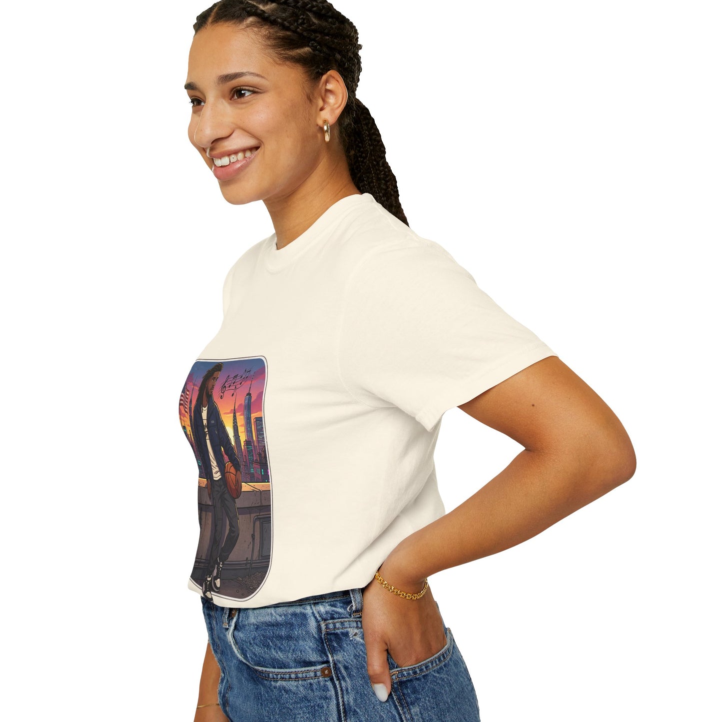City Sunset Basketball Player T-Shirt — Urban Hoop Lifestyle Tee
