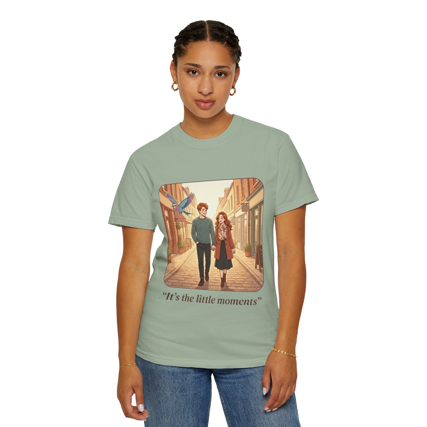 Romantic Stroll T-Shirt — “It’s the little moments” Couple Illustration Tee