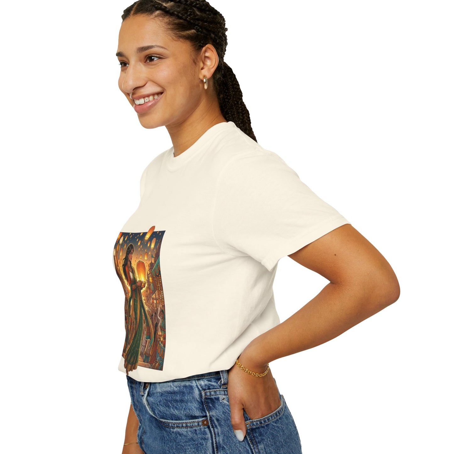 Diwali Lantern Festival T-Shirt — Indian Dancer with Floating Sky Lanterns