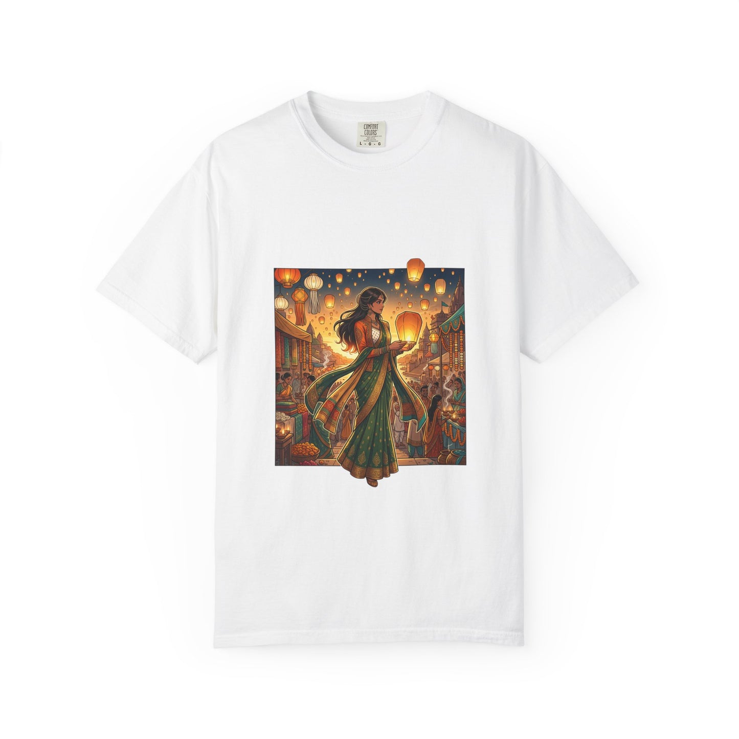 Diwali Lantern Festival T-Shirt — Indian Dancer with Floating Sky Lanterns