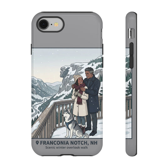 Winter Scenic Phone Case — Franconia Notch NH Couples & Husky Design