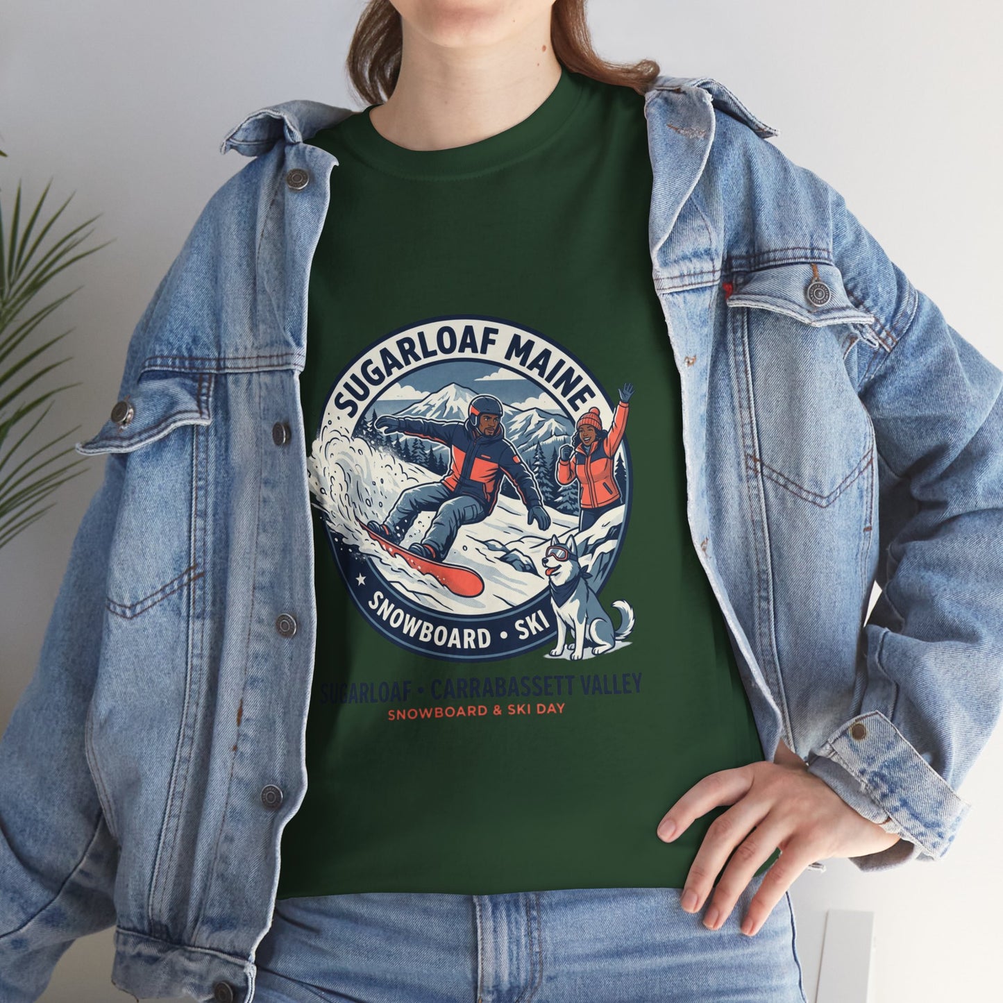 Sugarloaf Maine Snowboard & Ski T‑Shirt — Sugarloaf‑Carrabassett Valley Retro Graphic Tee