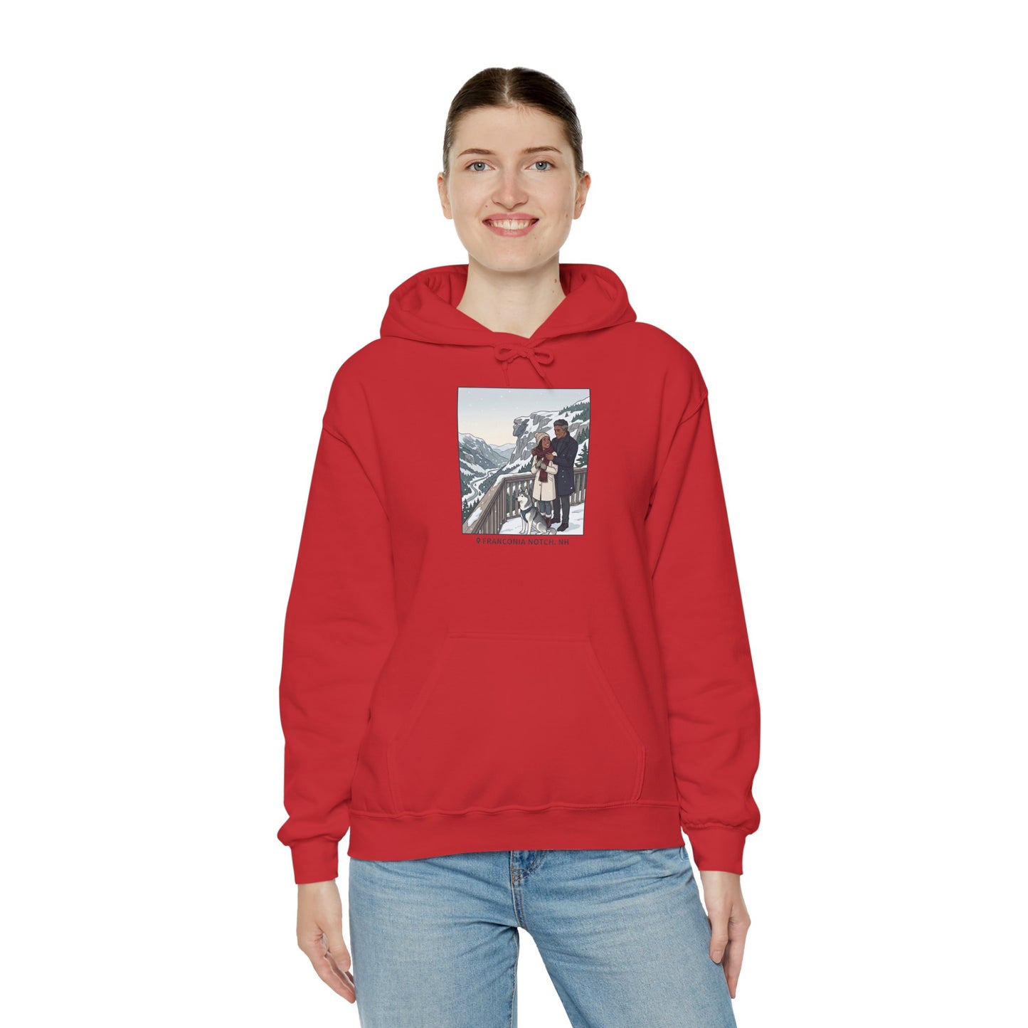 Winter Couple Photo Hoodie — Vintage Alps Travel Graphic Sweatshirt