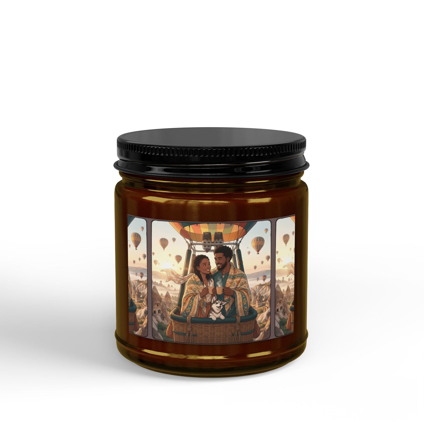 Scented Soy Candle — Hot Air Balloon Couple Design (4oz & 9oz)