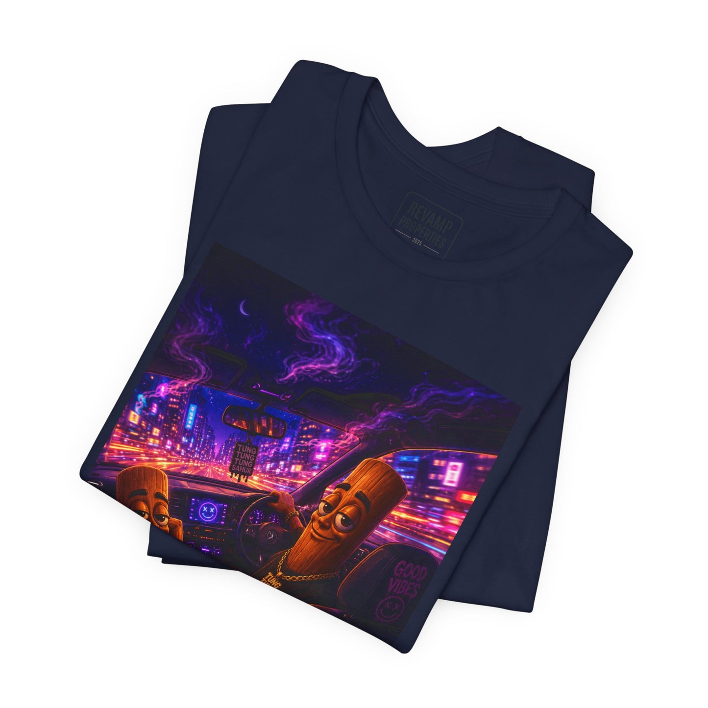 Tung Tung Tung Sahur Who Ride Like Us T-Shirt — Night Cruise Vaporwave Graphic Tee