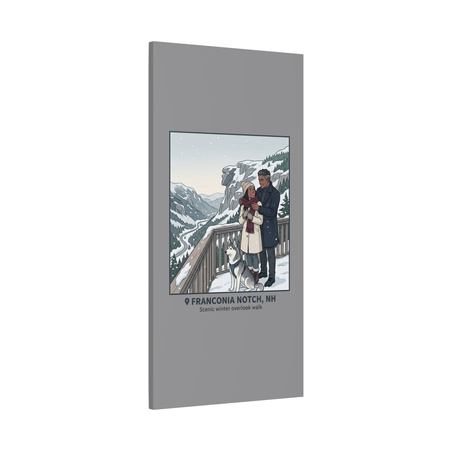 Franconia Notch Winter Couple Canvas Wall Art — Scenic New Hampshire Snowy Overlook Print