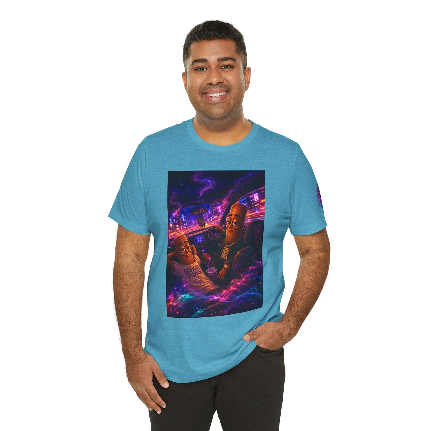 Tung Tung Tung Sahur Who Ride Like Us T-Shirt — Night Cruise Vaporwave Graphic Tee
