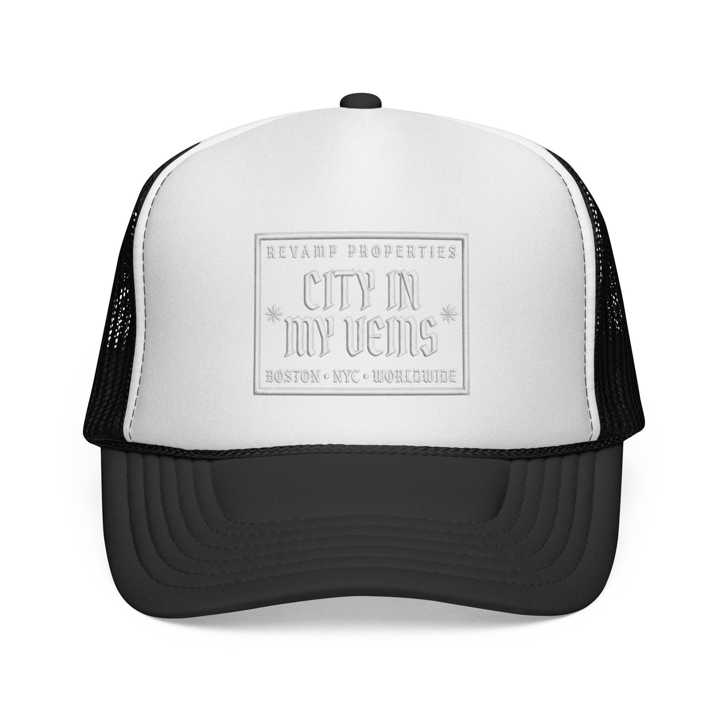 City In My Veins Trucker Cap - Vintage Neon Style Mesh Hat