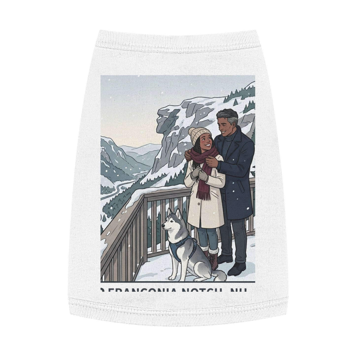 Dog Winter Walk Tank — Cozy Couple & Husky Scenic Pet Tank Top