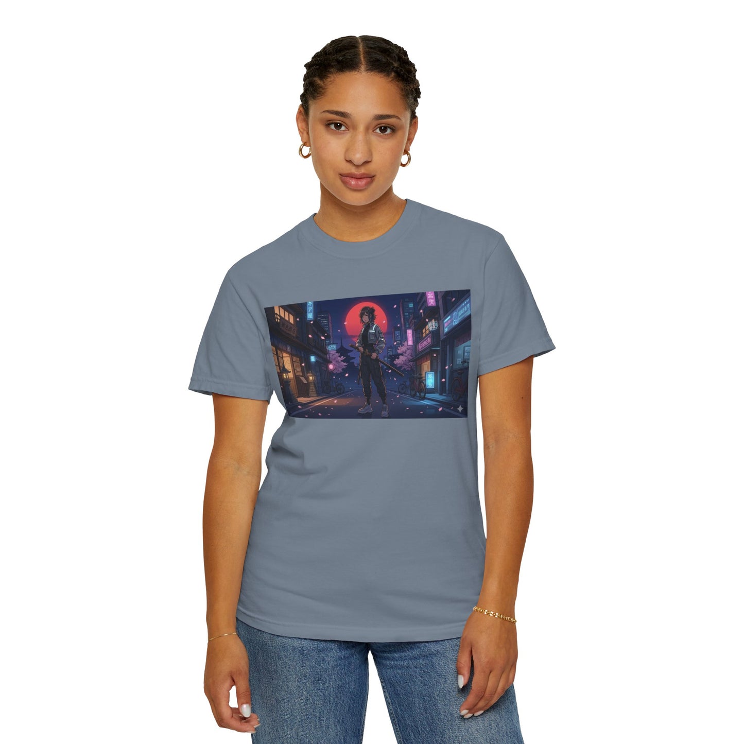Cyberpunk Samurai T-Shirt — Neon Night Street Art Tee