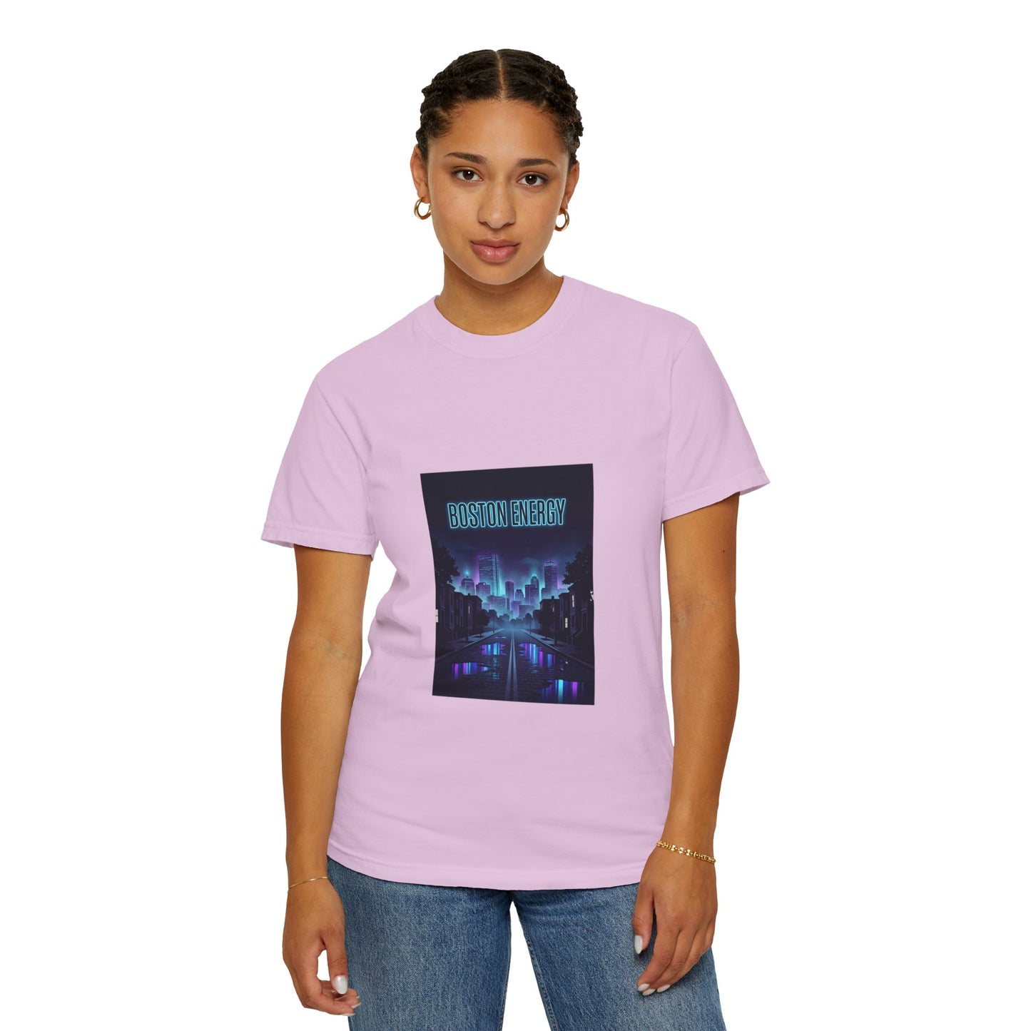 T-Shirt — "Boston Energy" Neon Cityscape Graphic Tee