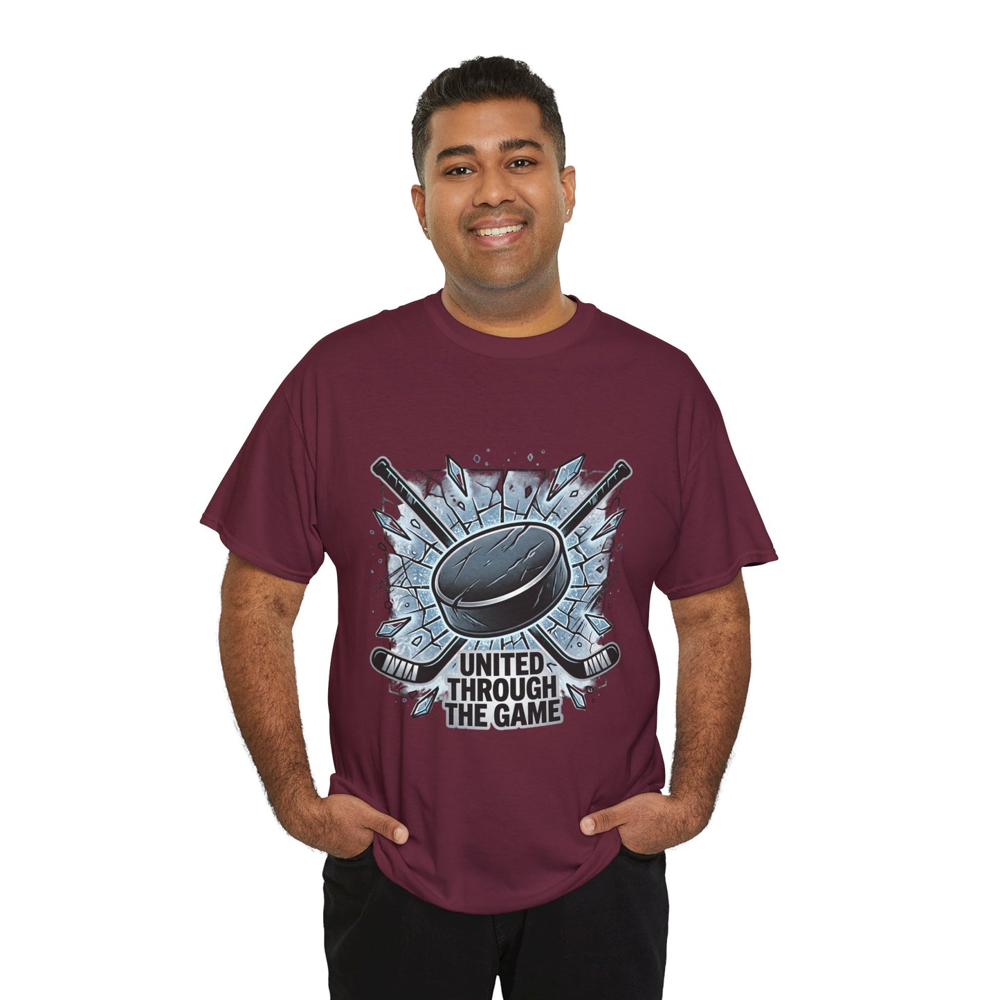 Hockey T-Shirt — "United Through the Game" Graphic Tee