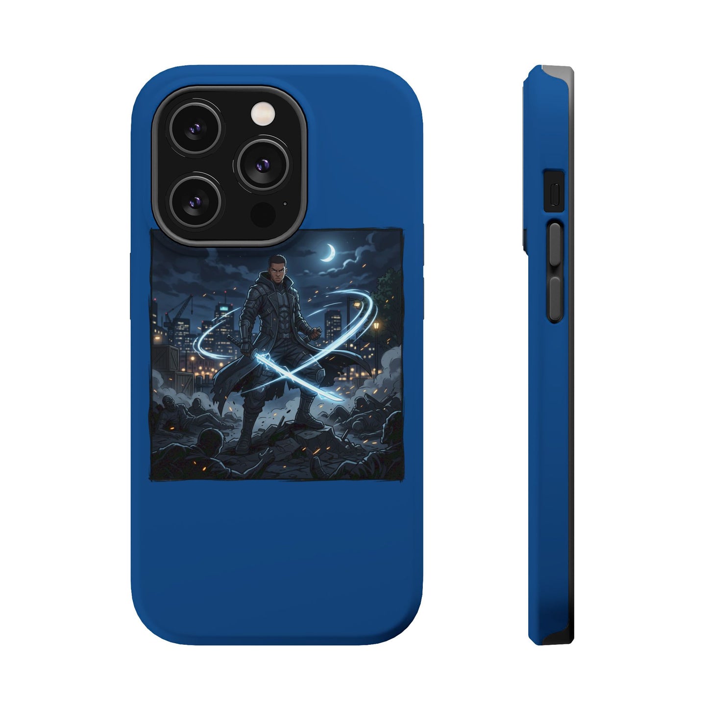 Magnetic Impact-Resistant Phone Case — Night Warrior Sci‑Fi Design