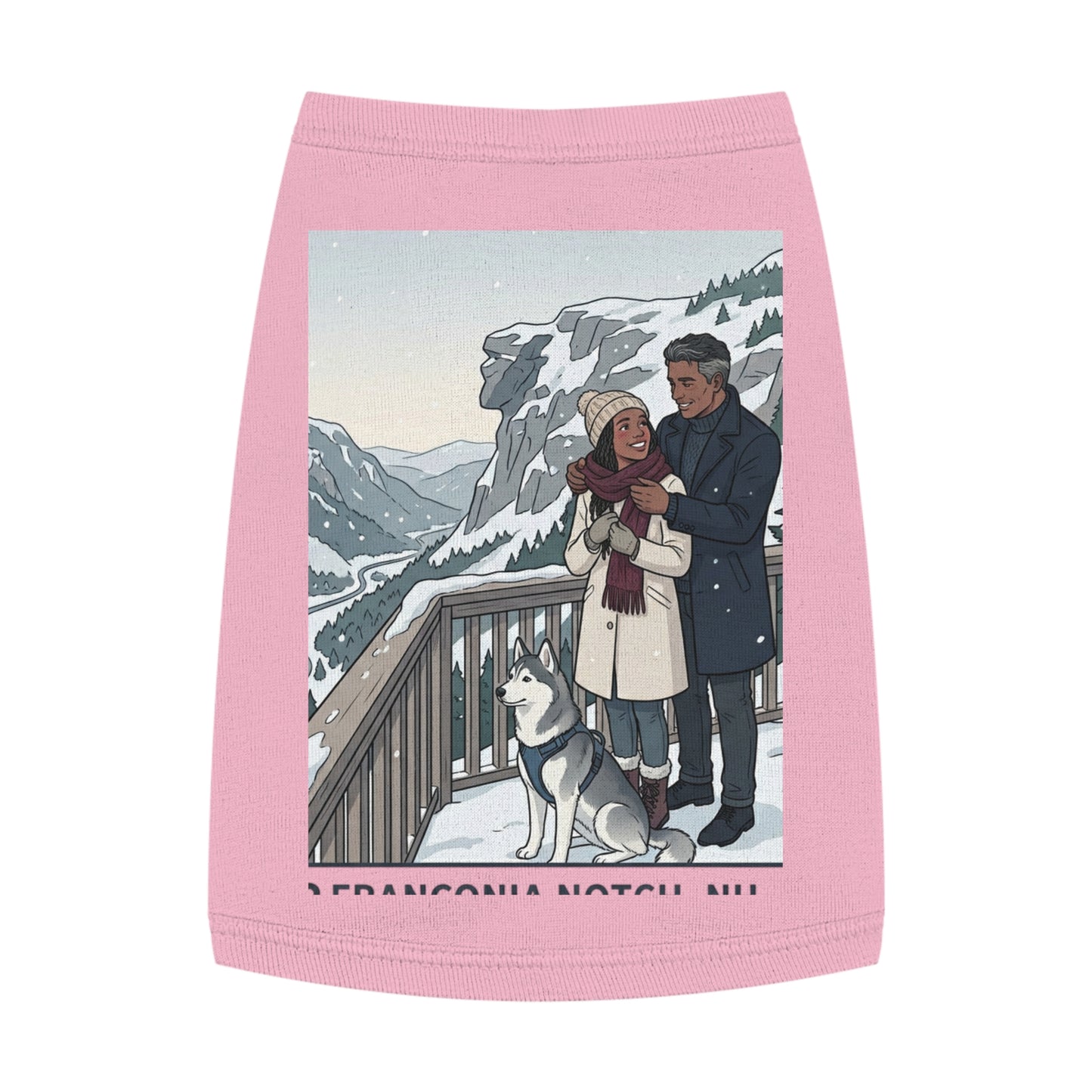 Dog Winter Walk Tank — Cozy Couple & Husky Scenic Pet Tank Top