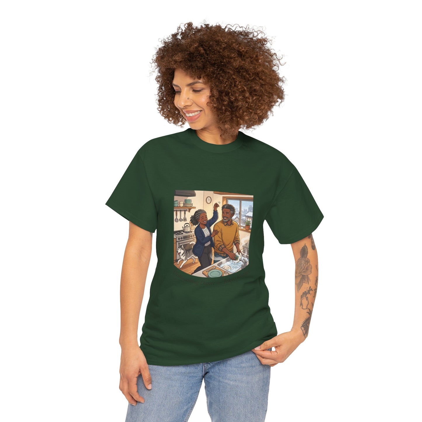 Dishwashing Dance Tee — Couple Kitchen Graphic T-Shirt
