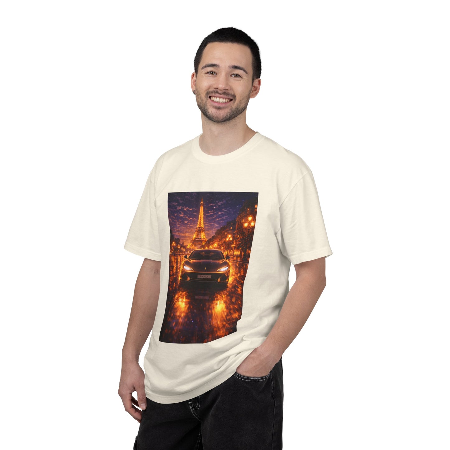 Paris Night Drive T-Shirt — Eiffel Tower Car Scene