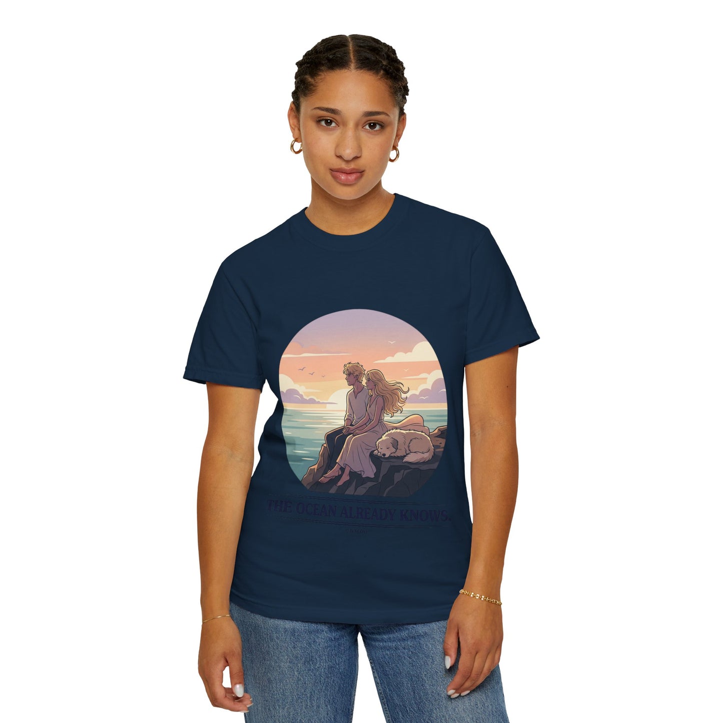Ocean Sunset Graphic T-Shirt — "The Ocean Already Knows"