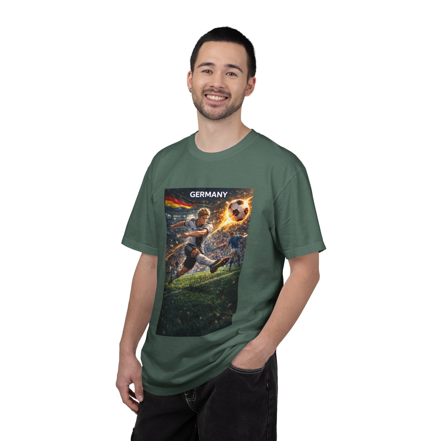 Germany Soccer Player Graphic T-Shirt — Retro Football Stadium Print