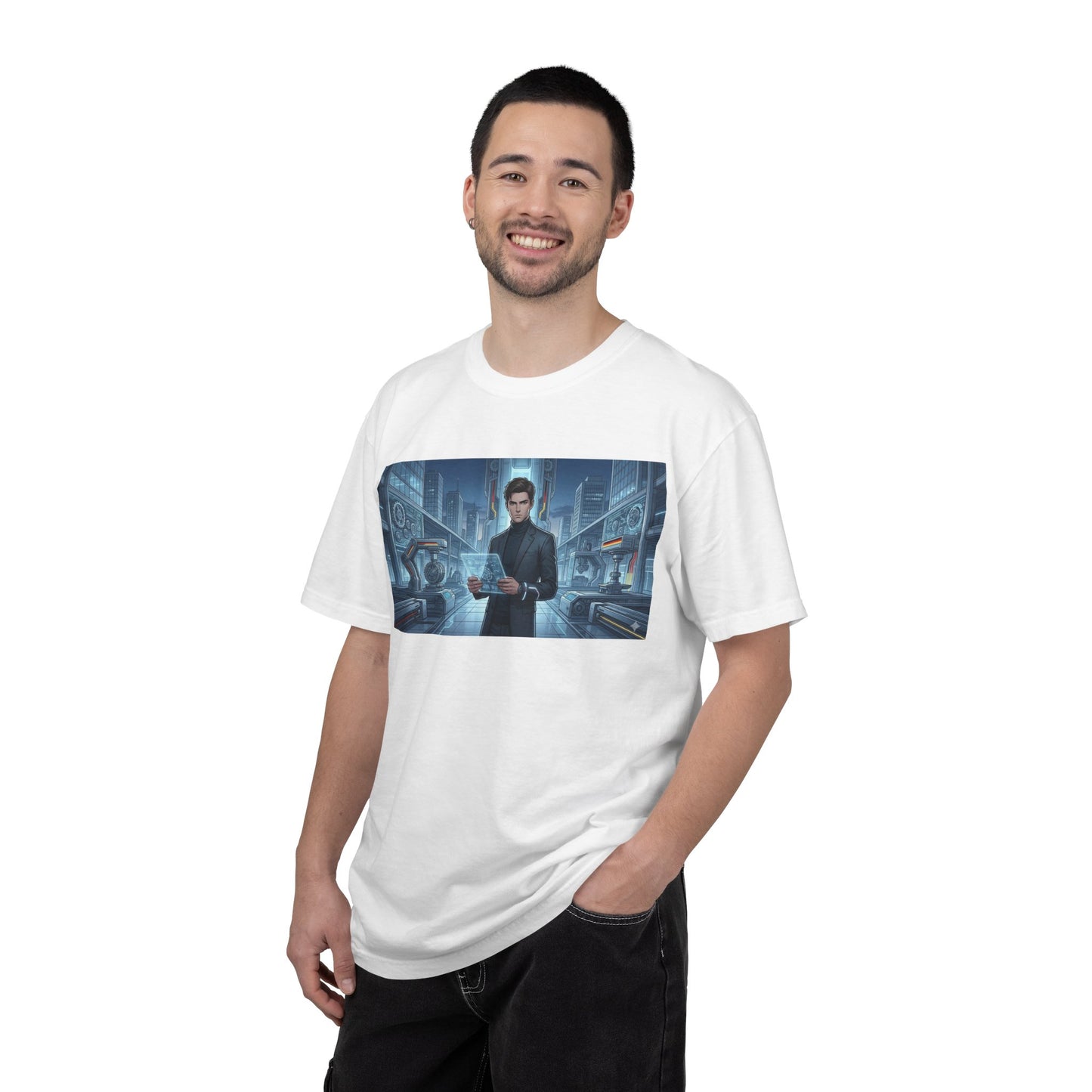 Cyberpunk Detective T-Shirt — Futuristic Noir Cityscape Graphic Tee