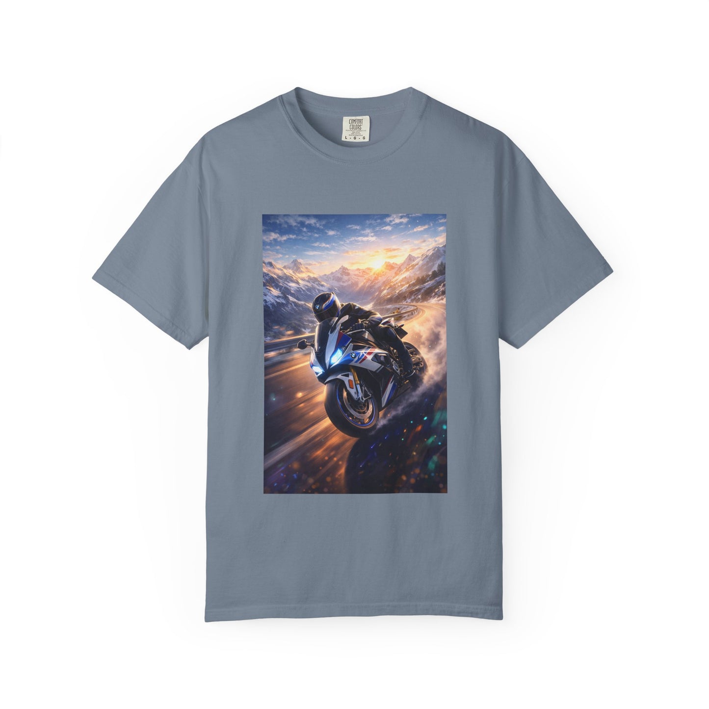 BMW S1000RR ALPINE GHOST RIDE - T‑Shirt — Sportbike Skyline Graphic Tee