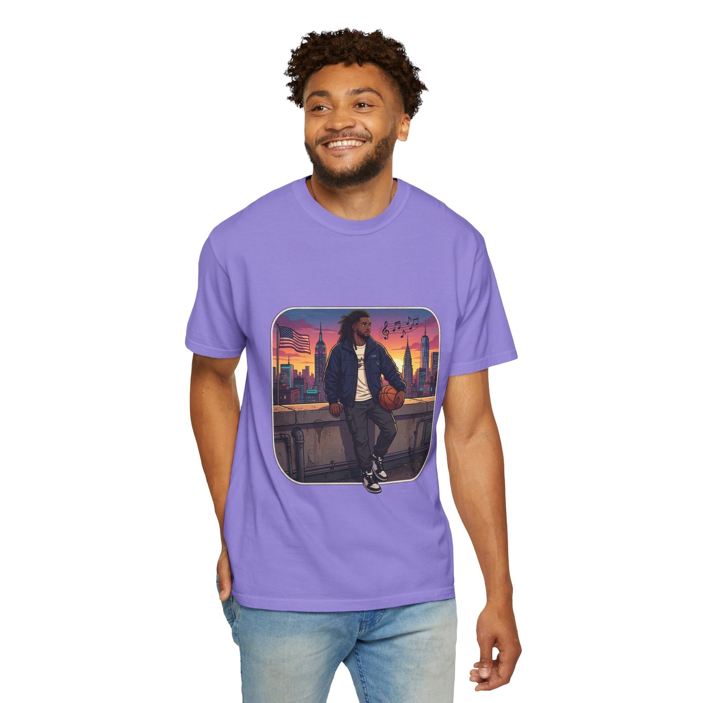 City Sunset Basketball Player T-Shirt — Urban Hoop Lifestyle Tee