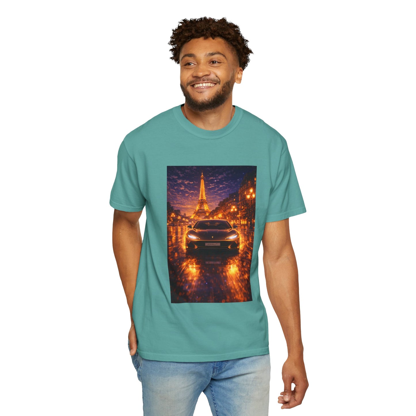Paris Night Drive T-Shirt — Eiffel Tower Car Scene