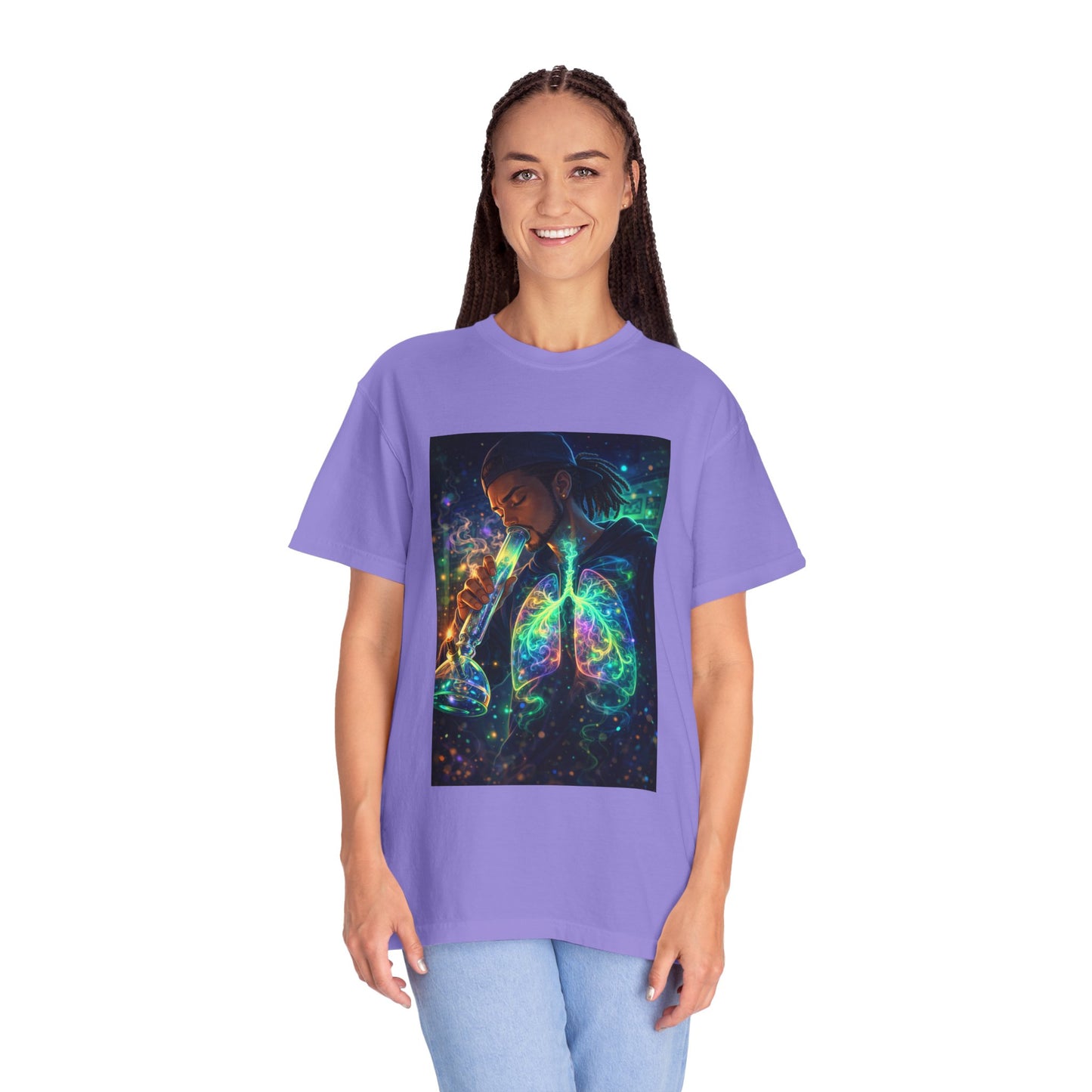 Cosmic Lungs T-Shirt — Neon Anatomical Art Tee