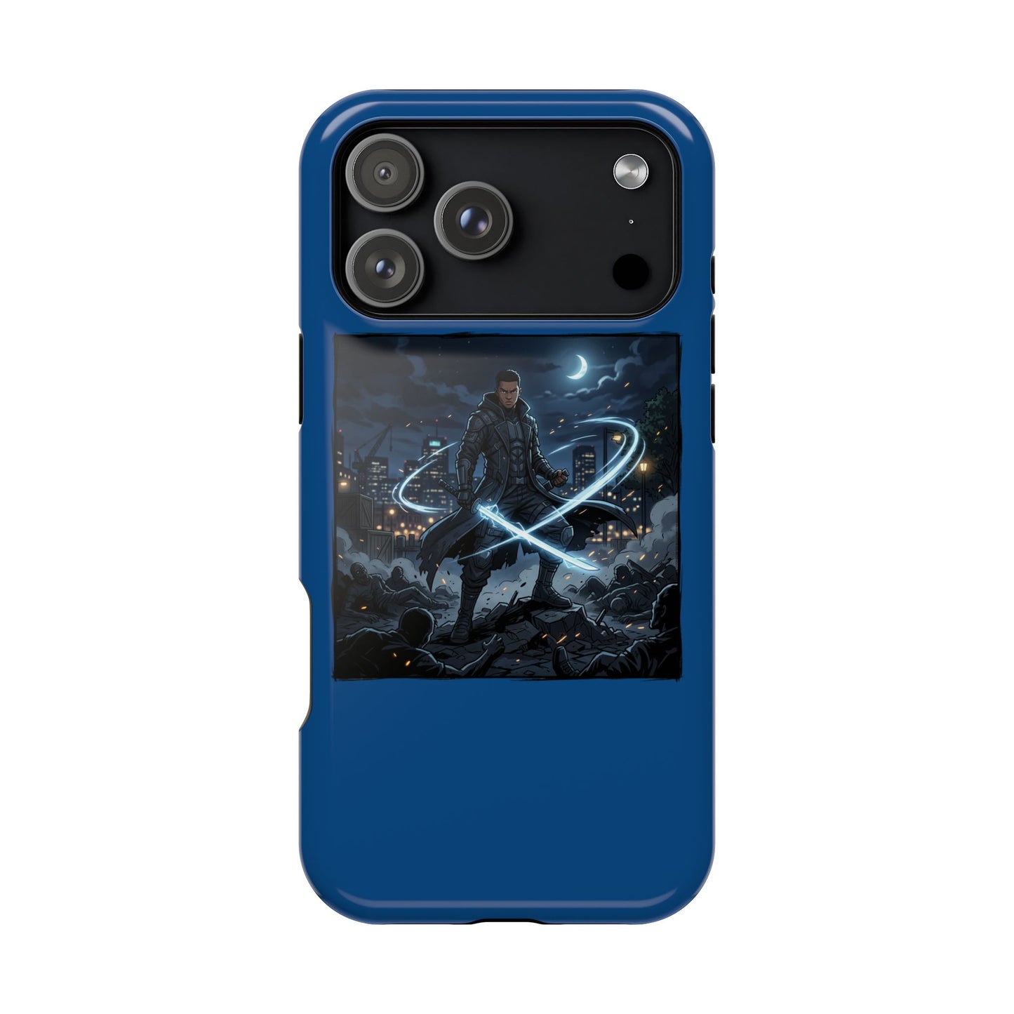 Magnetic Impact-Resistant Phone Case — Night Warrior Sci‑Fi Design