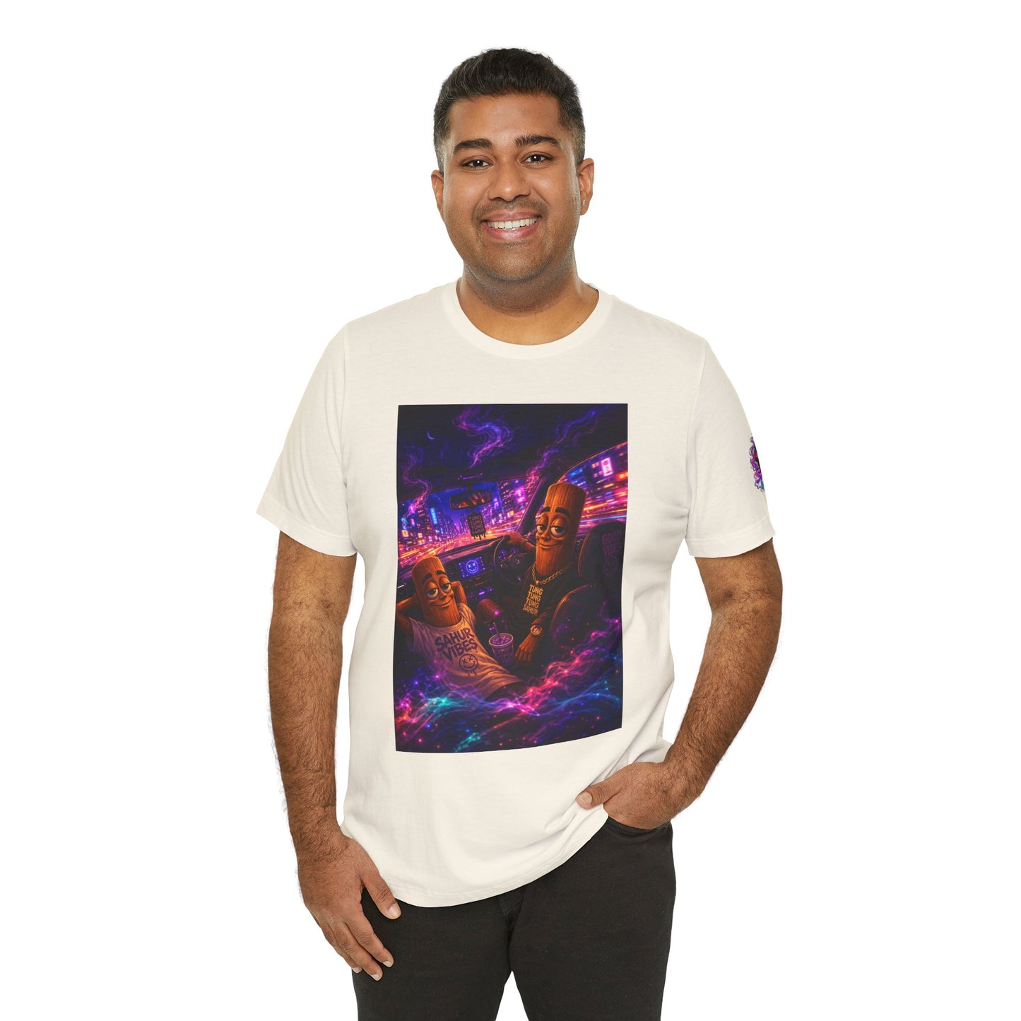 Tung Tung Tung Sahur Who Ride Like Us T-Shirt — Night Cruise Vaporwave Graphic Tee