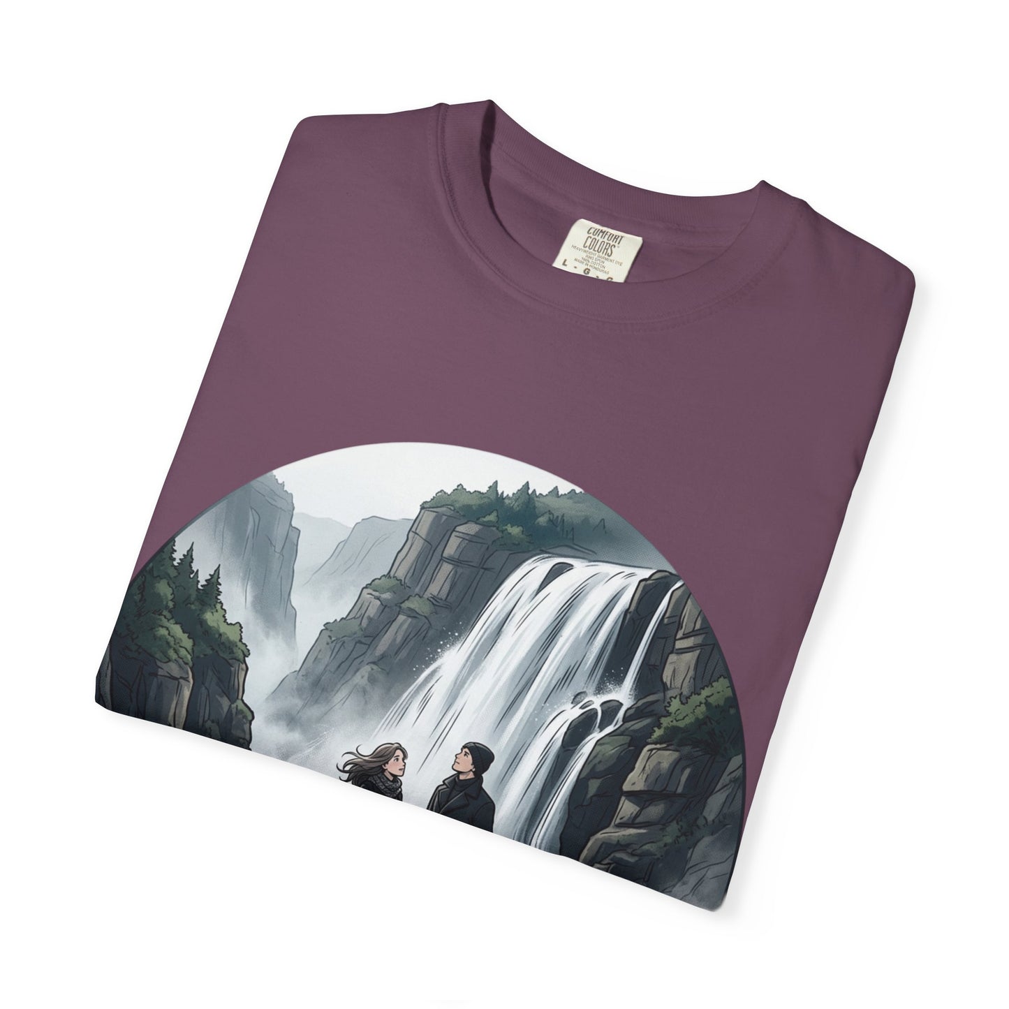 Explore More T-Shirt — Adventure Graphic Tee with Waterfall Scene