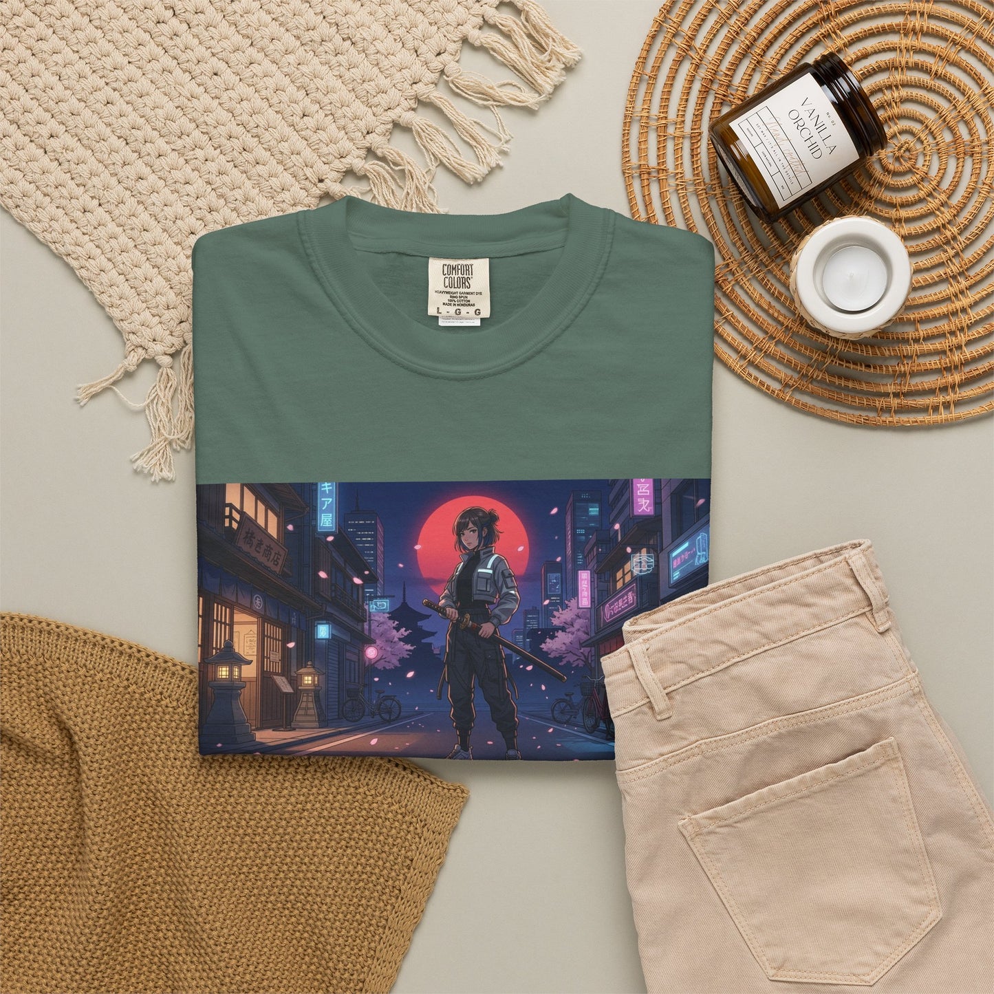 Japan — Samurai City Tradition + Nightscape T-Shirt —  Graphic Tee