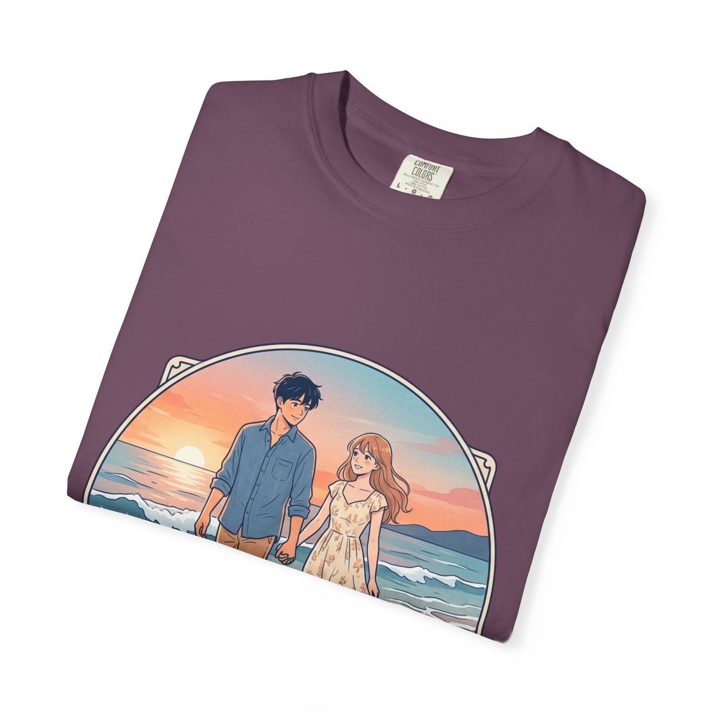 Sunset Lovers Beach T-Shirt — Romantic Couple Graphic Tee