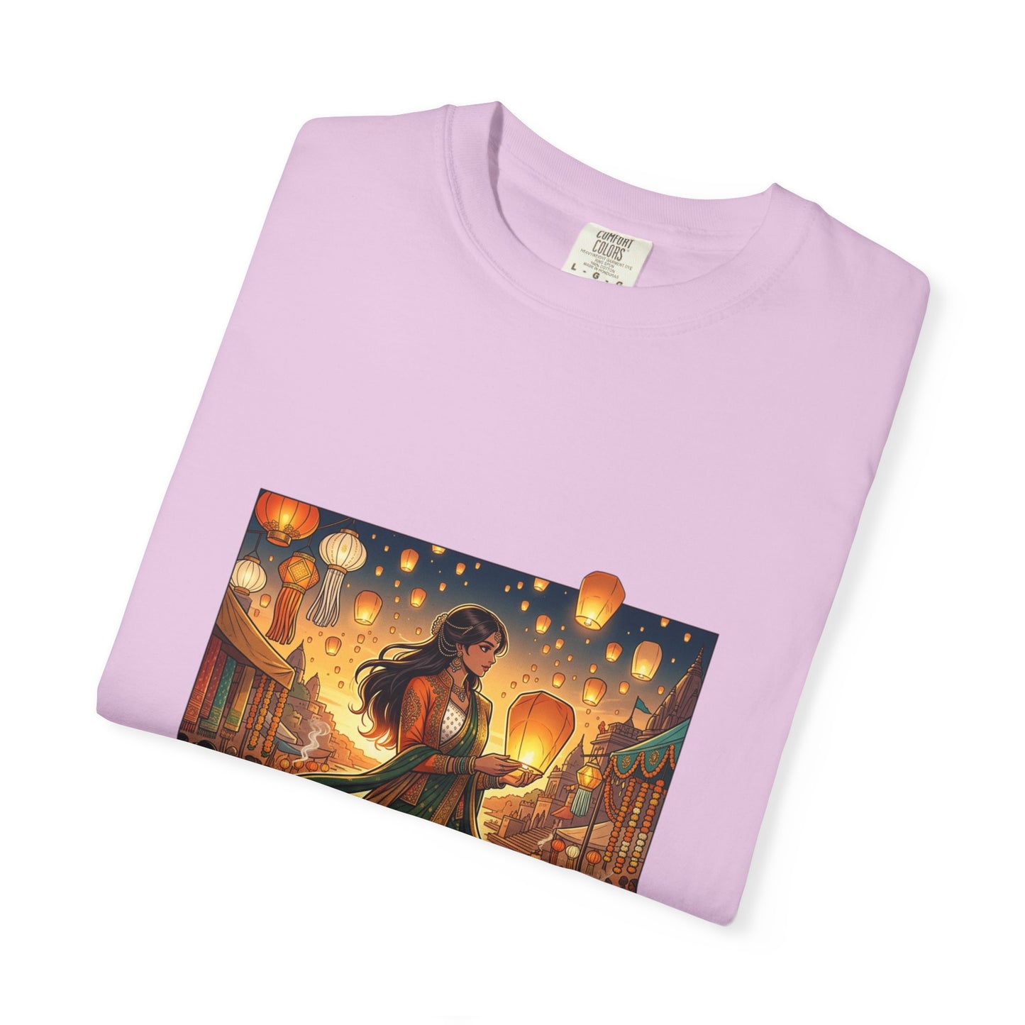 Diwali Lantern Festival T-Shirt — Indian Dancer with Floating Sky Lanterns