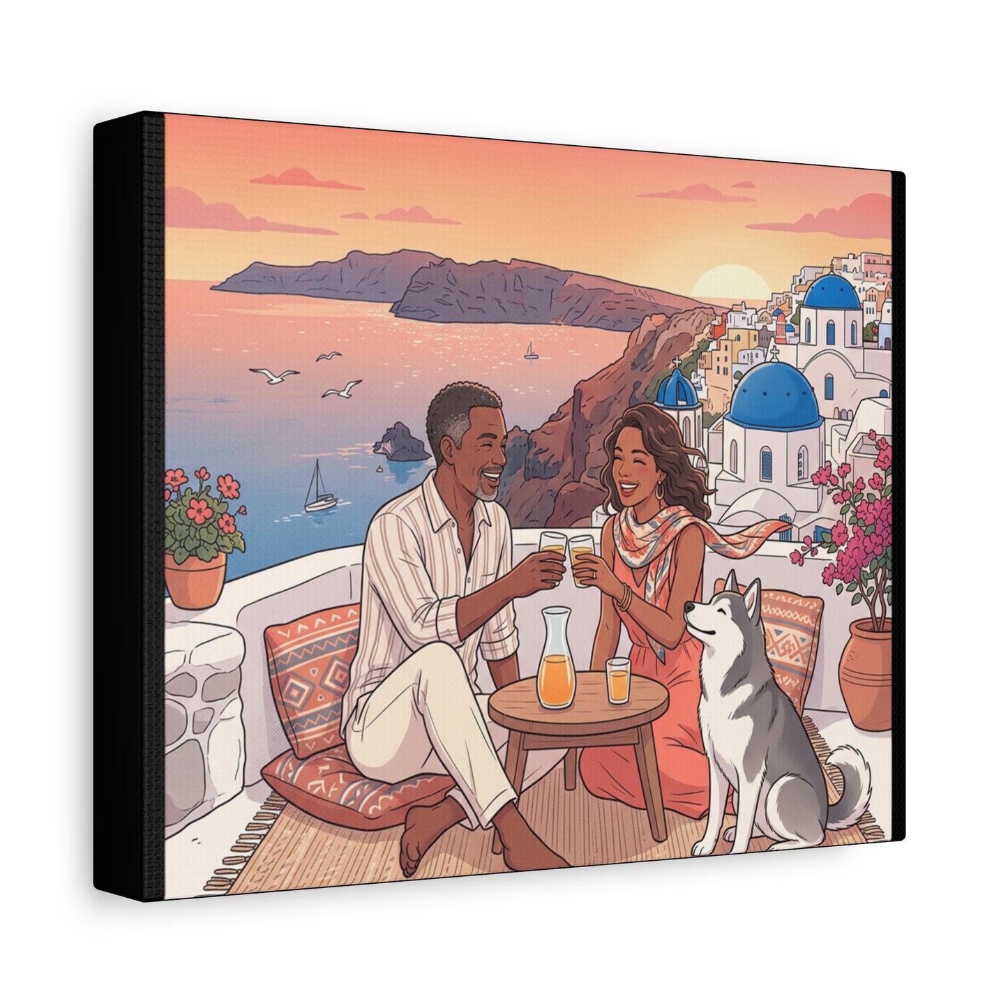 Santorini, Greece – “Sunset Serenade - Matte Canvas, Stretched, 1.25"