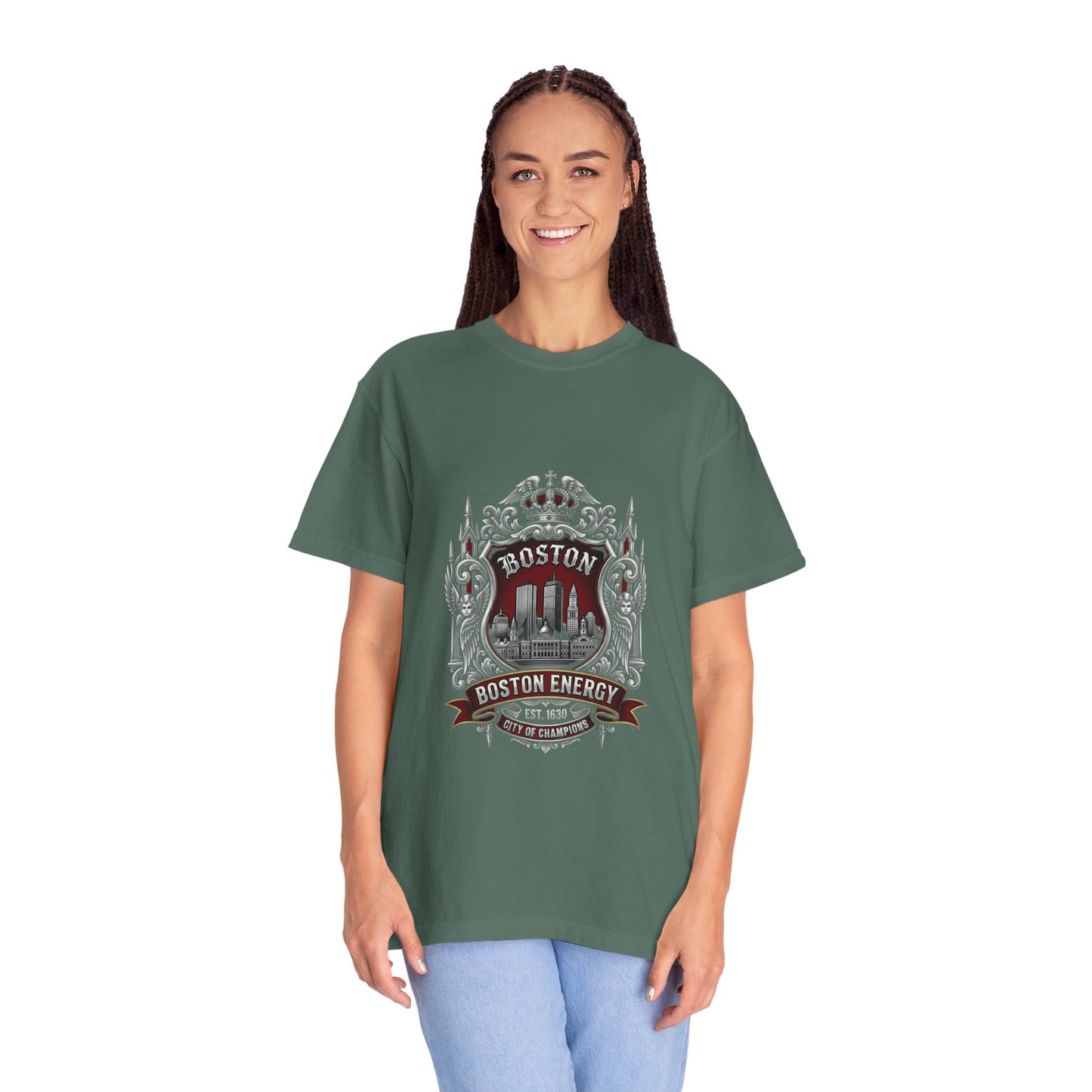 Boston Energy Vintage Crest T-Shirt — Retro City Skyline Tee