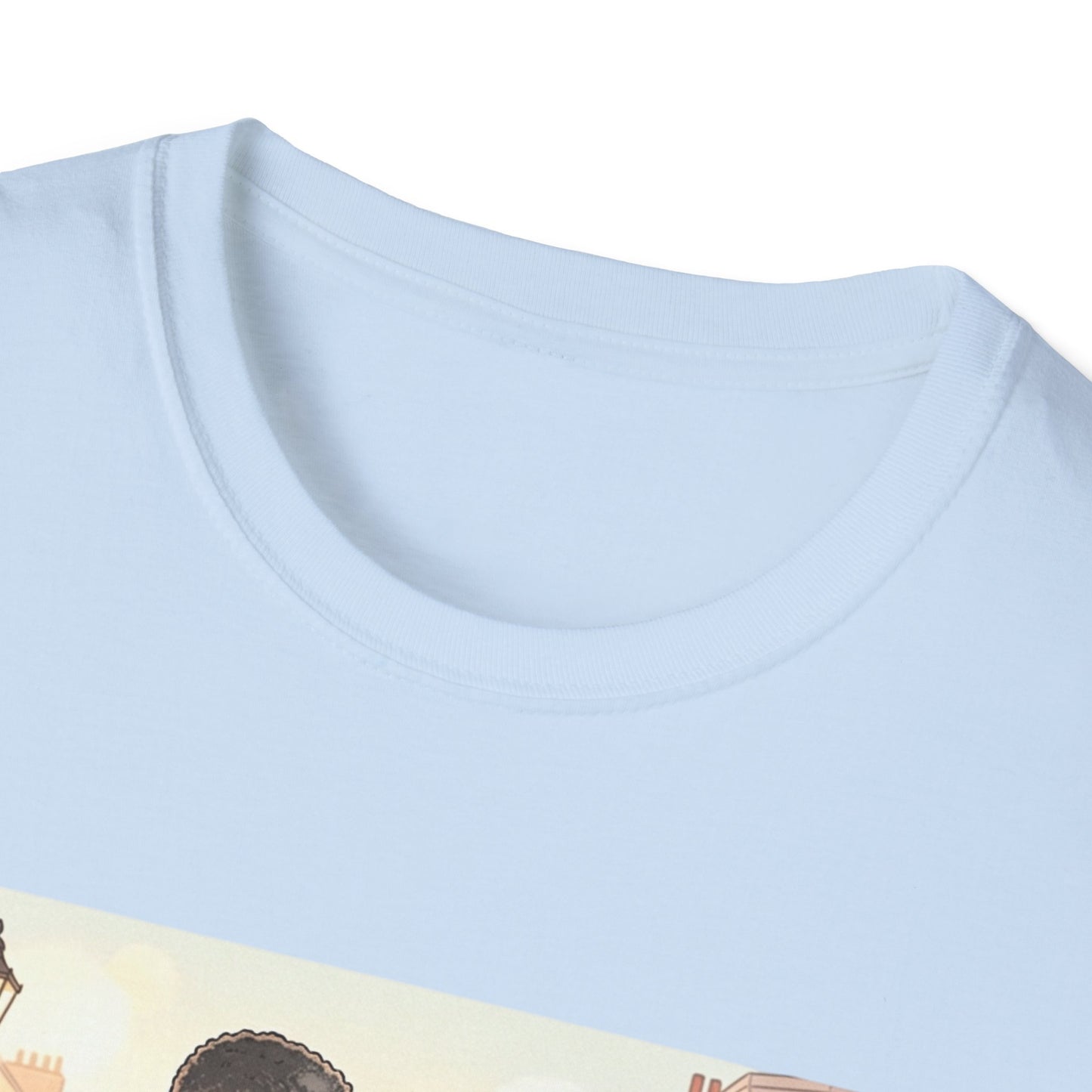 Romantic City Stroll T-Shirt — Couple Bouquet Illustration