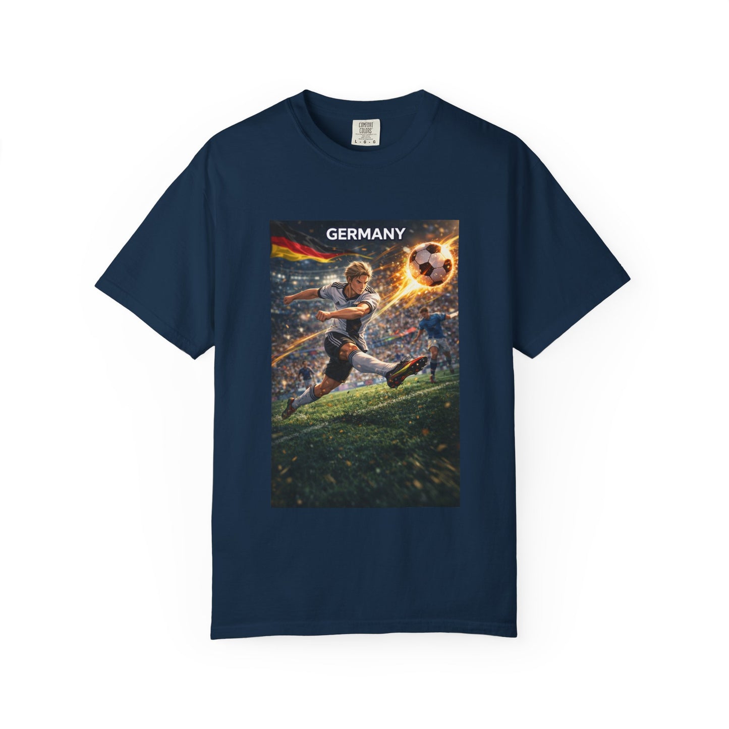 Germany Soccer Player Graphic T-Shirt — Retro Football Stadium Print