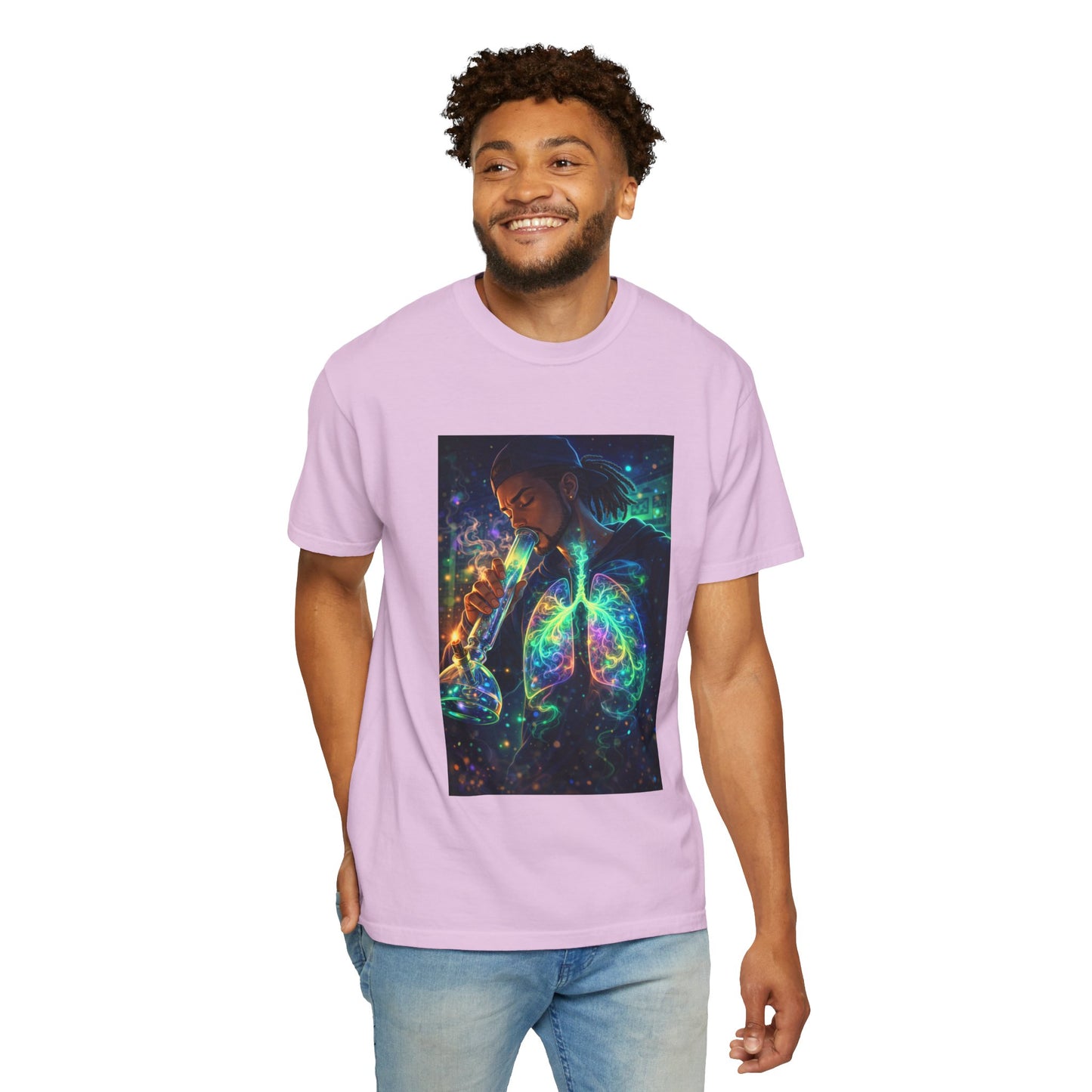 Cosmic Lungs T-Shirt — Neon Anatomical Art Tee