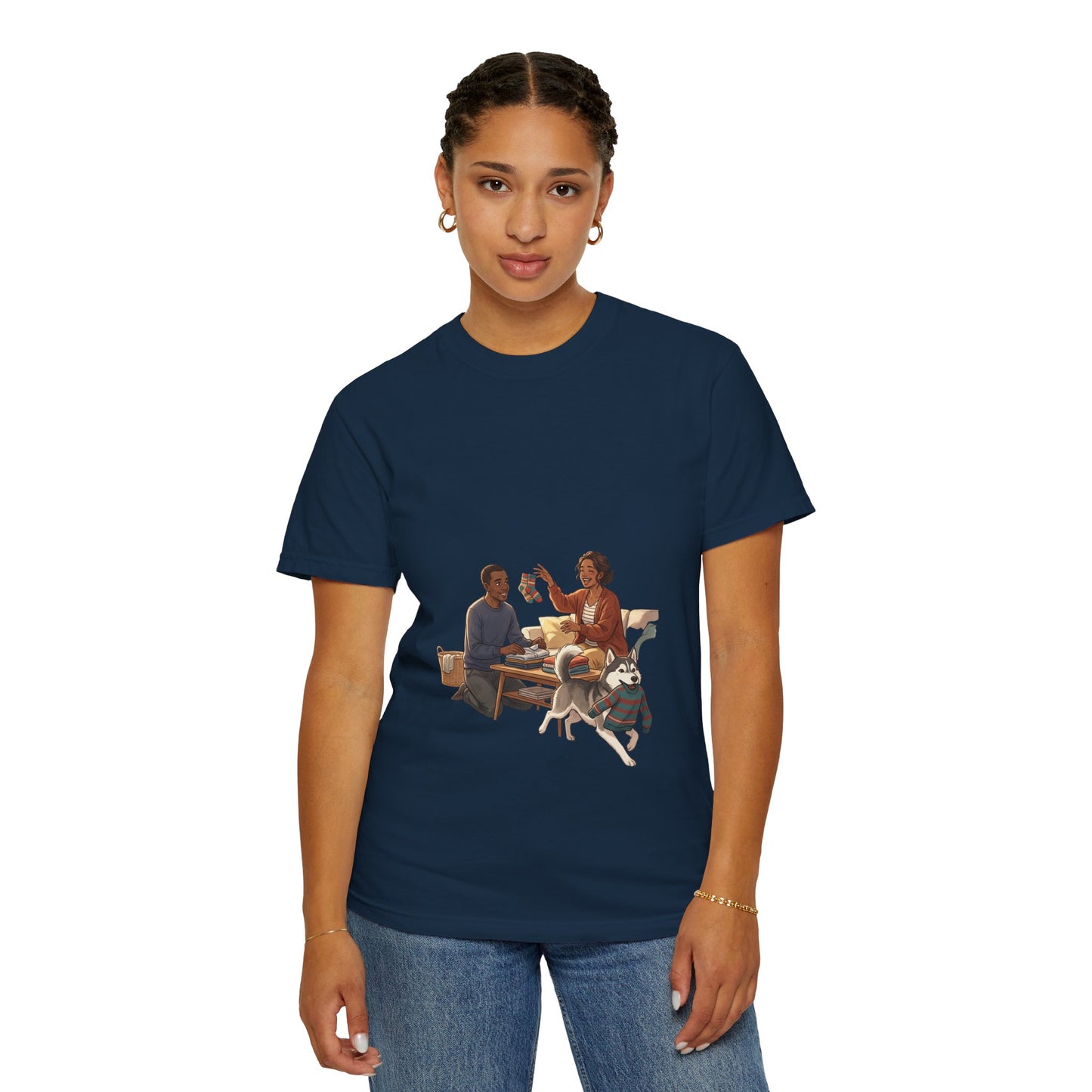 Picnic Cheers T-Shirt — Vintage Couple & Dog Illustration Tee