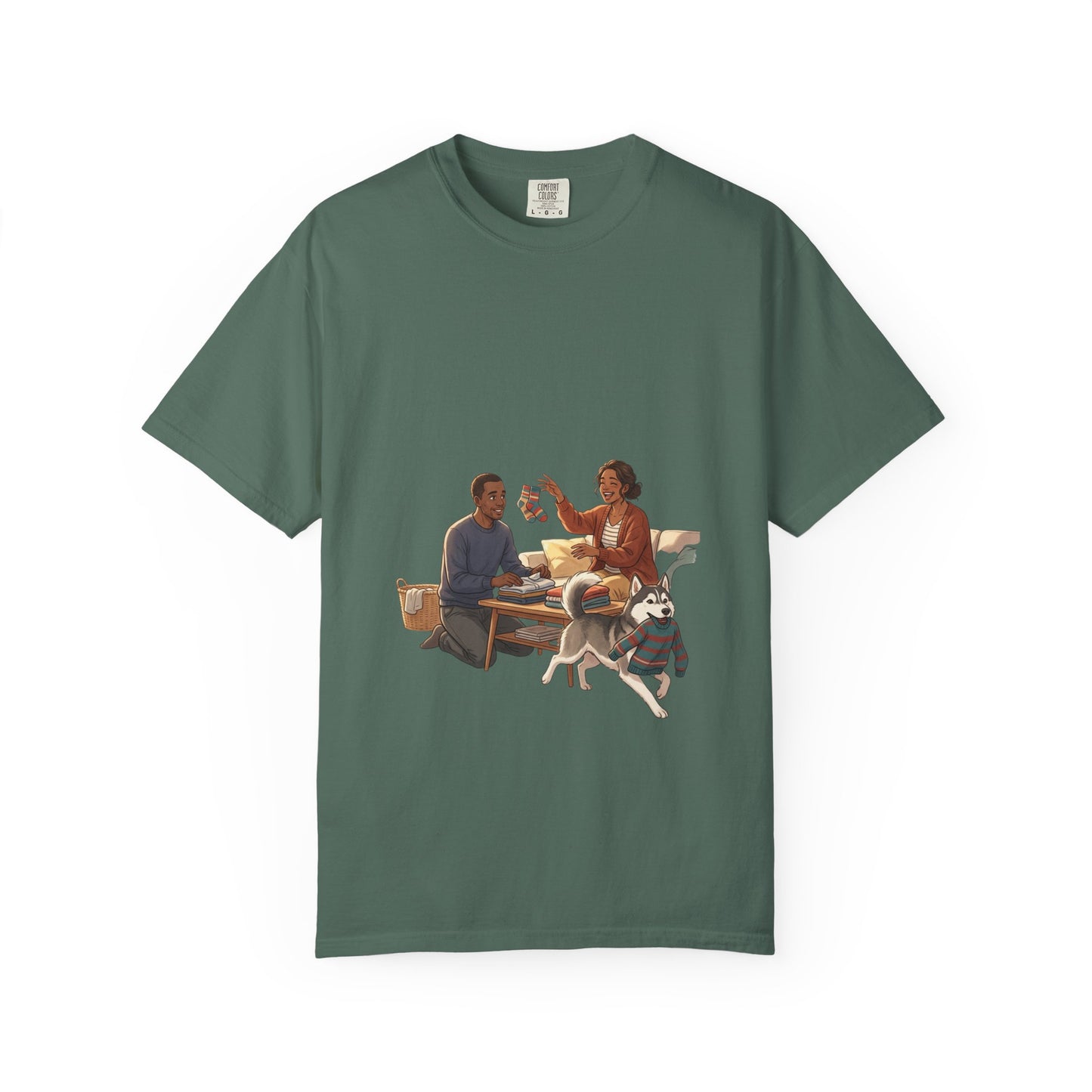 Picnic Cheers T-Shirt — Vintage Couple & Dog Illustration Tee