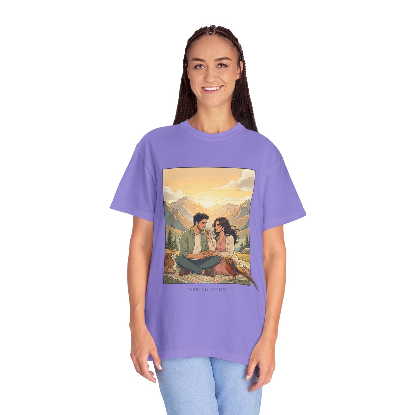 Couples Mountain Picnic T-Shirt — 'Opening Up' Scenic Graphic Tee