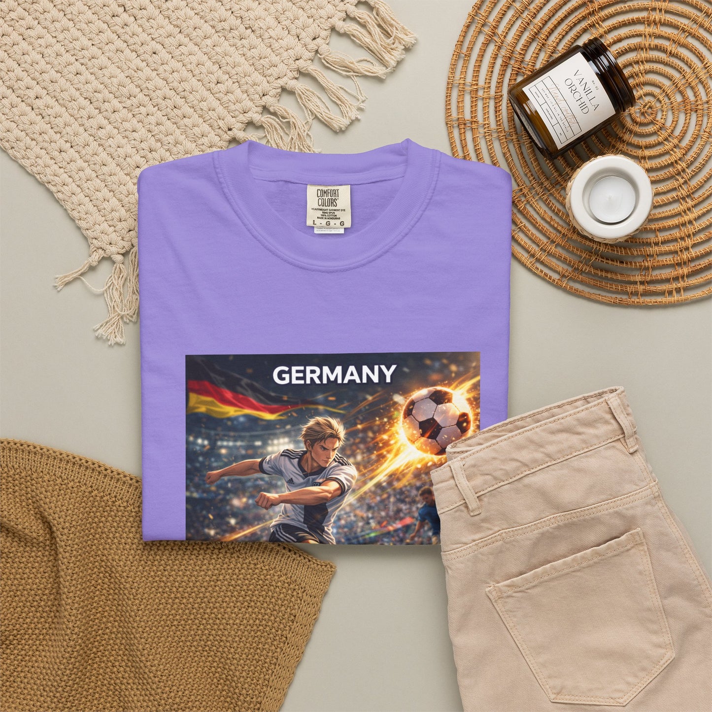 Germany Soccer Player Graphic T-Shirt — Retro Football Stadium Print