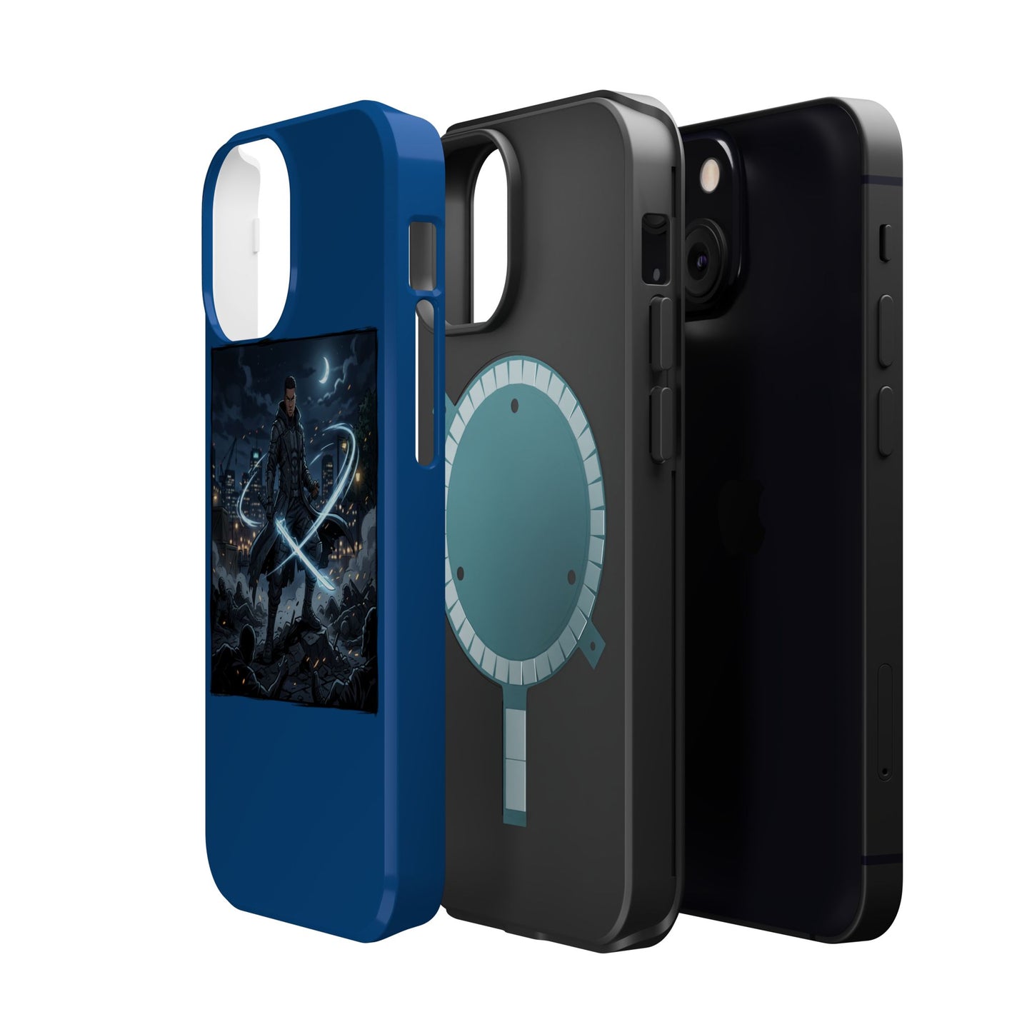 Magnetic Impact-Resistant Phone Case — Night Warrior Sci‑Fi Design