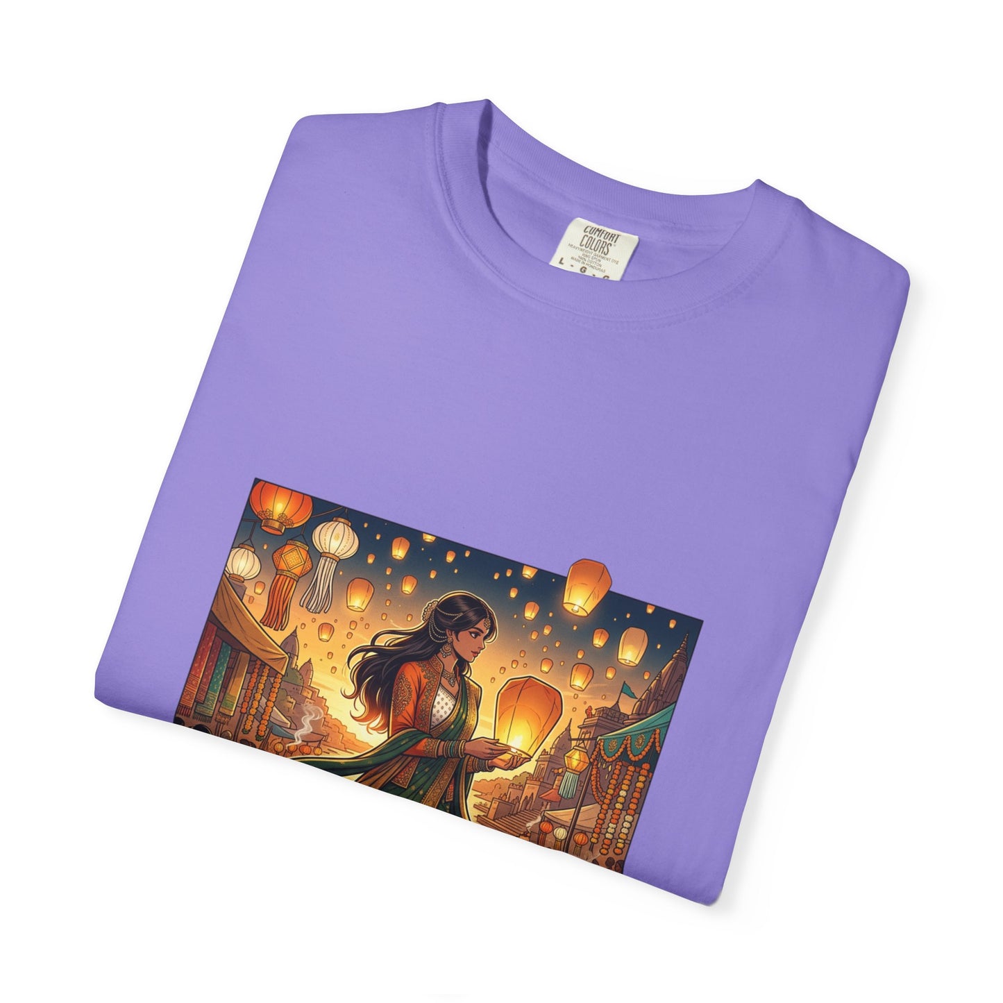 Diwali Lantern Festival T-Shirt — Indian Dancer with Floating Sky Lanterns