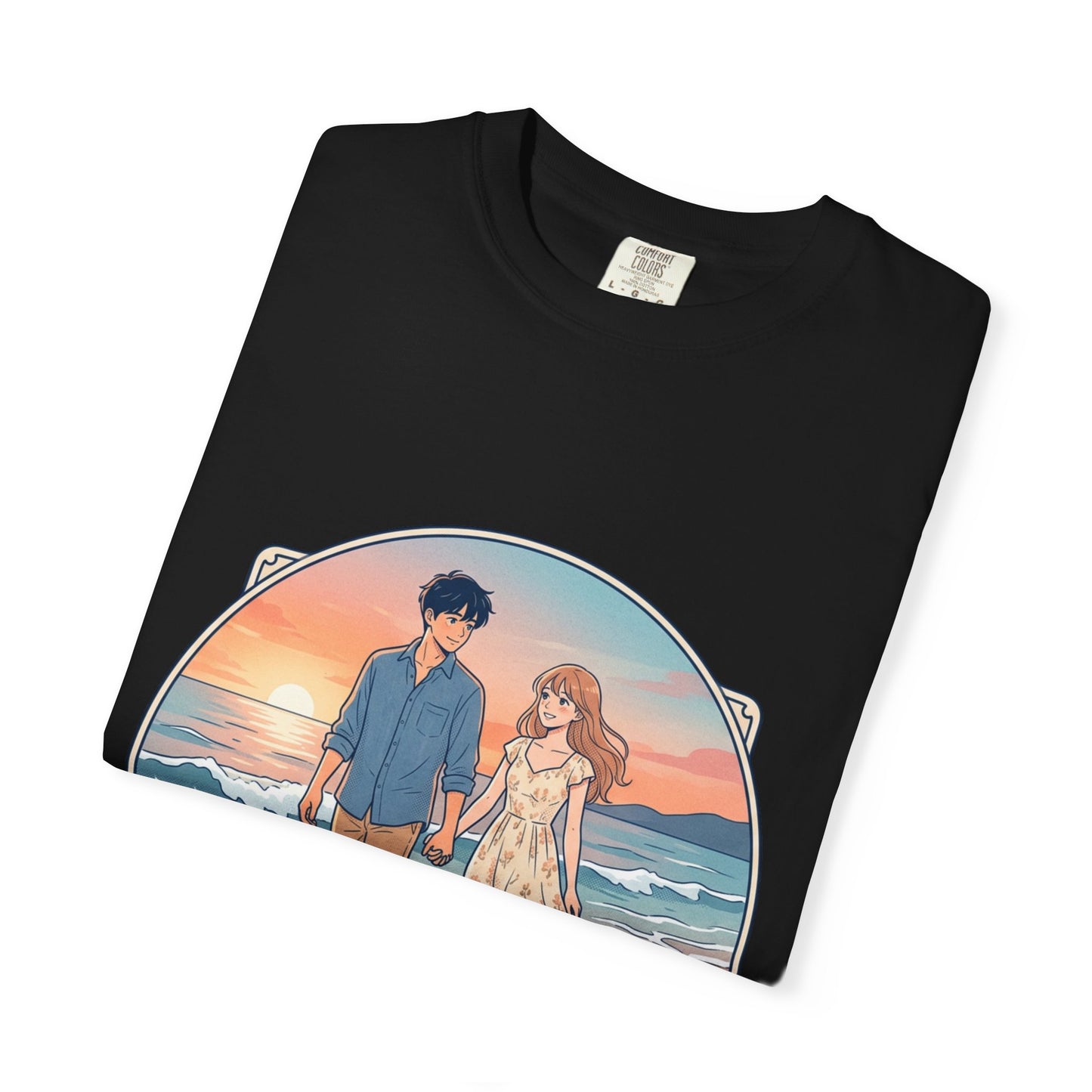 Sunset Lovers Beach T-Shirt — Romantic Couple Graphic Tee