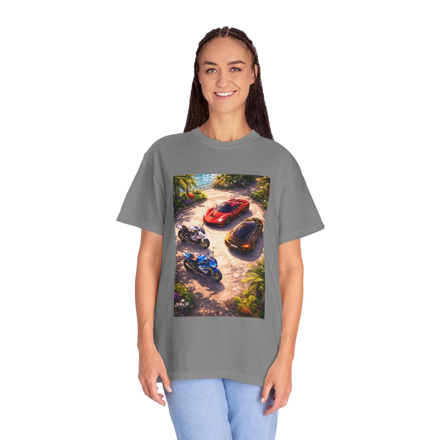 MULTI-VEHICLE - T-Shirt — Tropical Sports Cars & Motorbikes Print