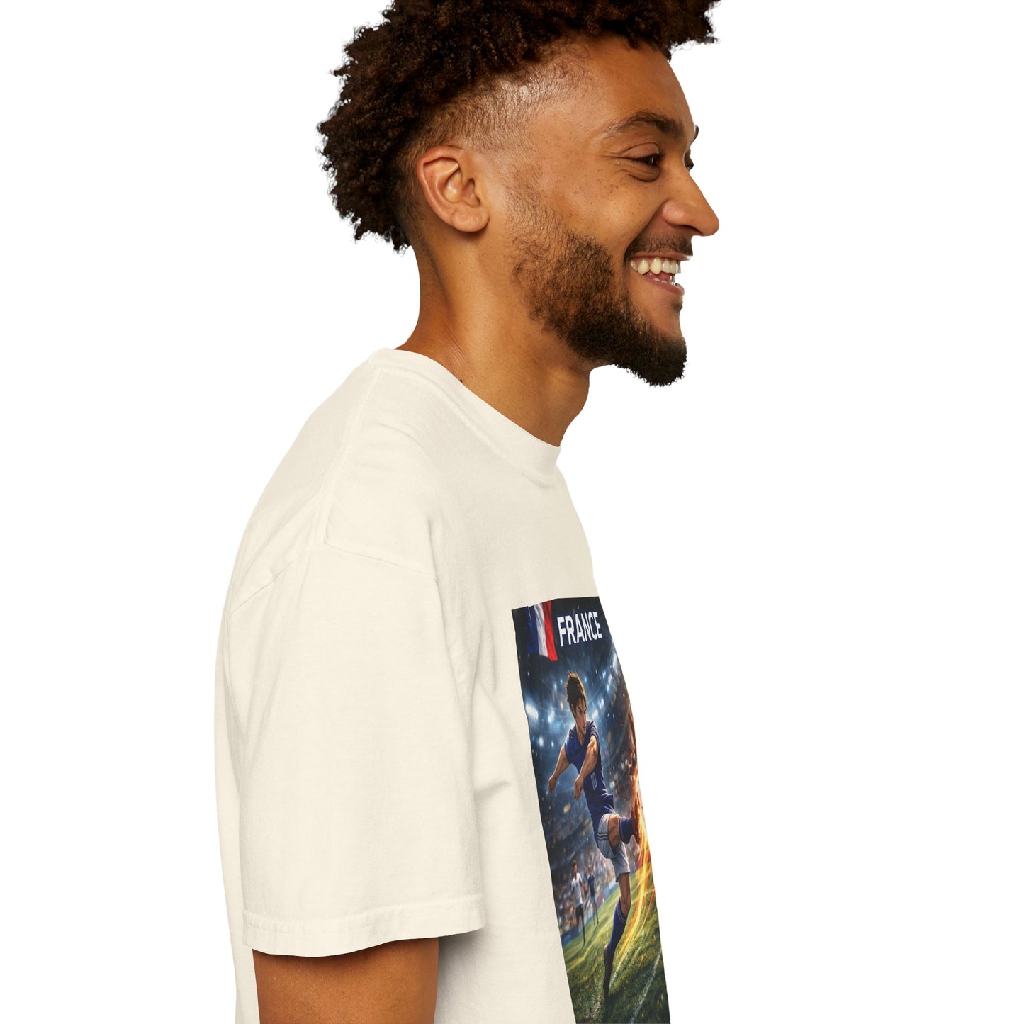 France Soccer Player Graphic T-Shirt — Football Kick Stadium Design